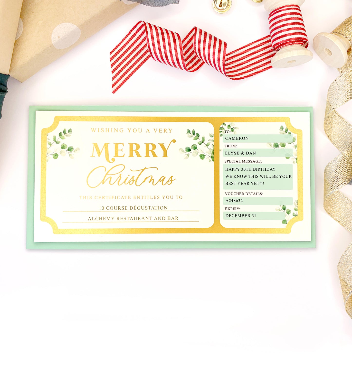 Ferras Greenery Gold | Christmas Gift Voucher