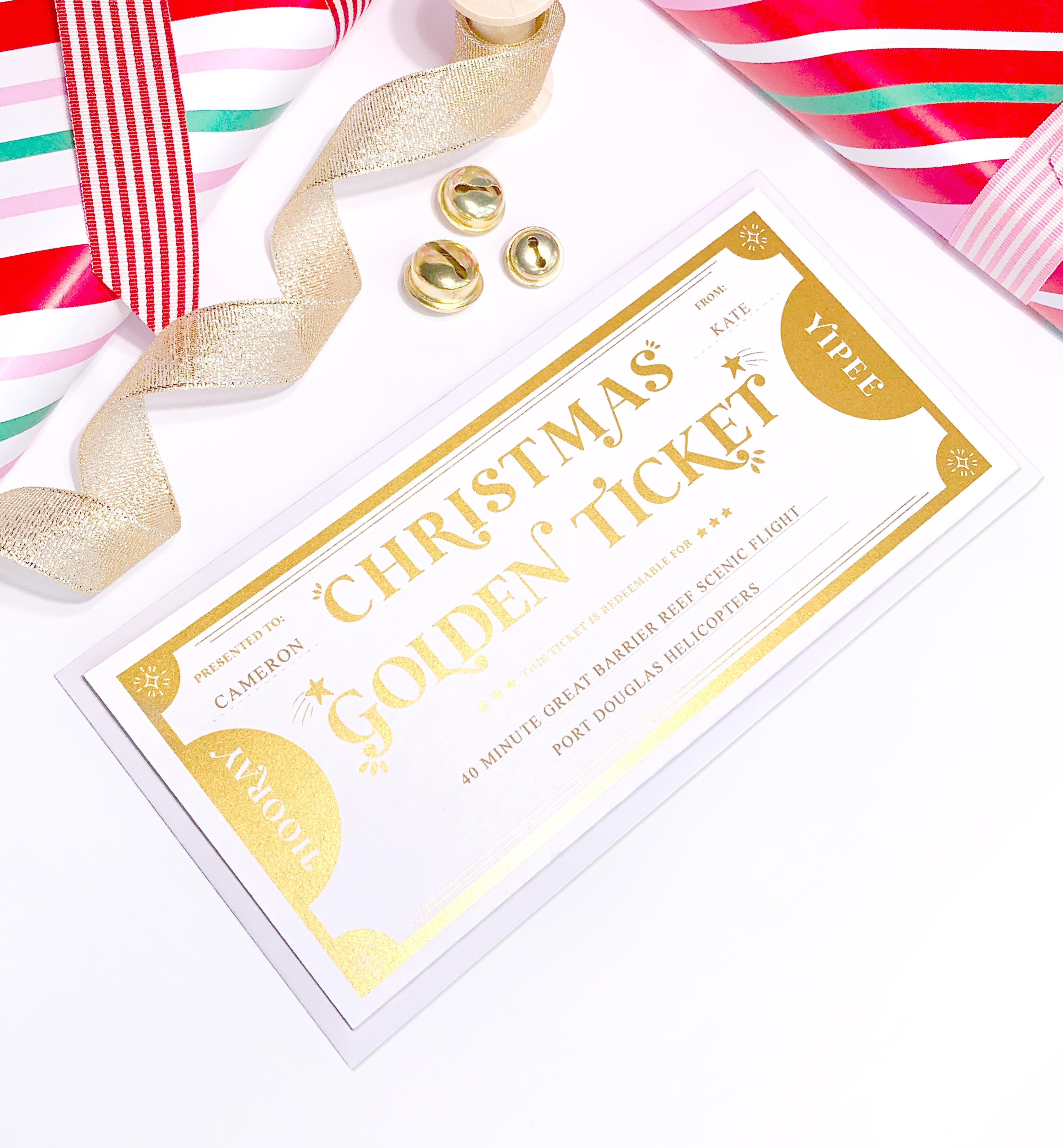 Golden Ticket Gold Christmas Gift Voucher – Black Bow Studio