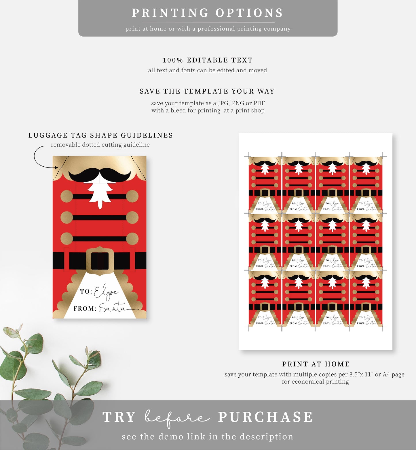 Nutcracker Coat Red | Printable Christmas Gift Tag Template