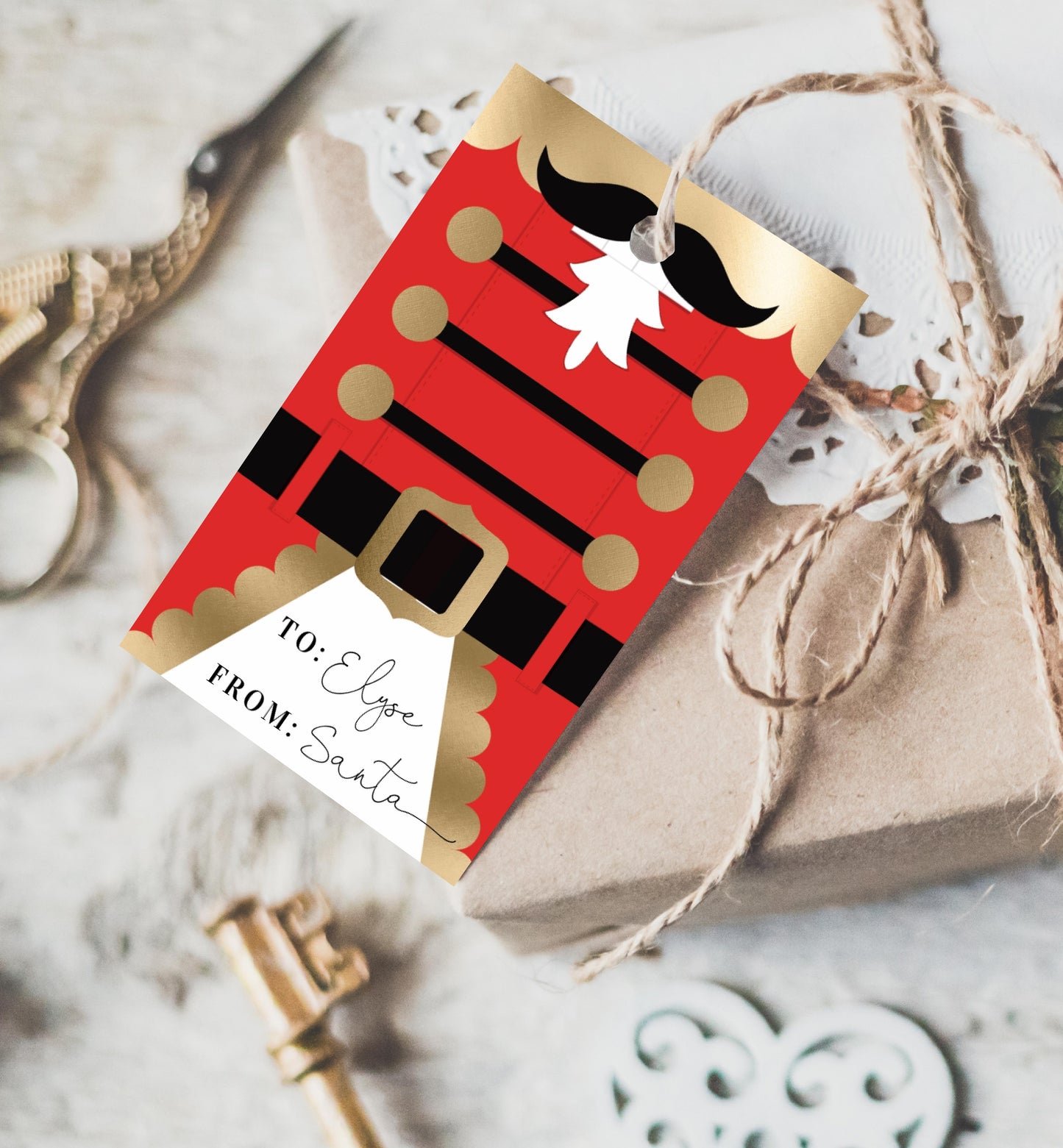 Nutcracker Coat Red | Printable Christmas Gift Tag Template