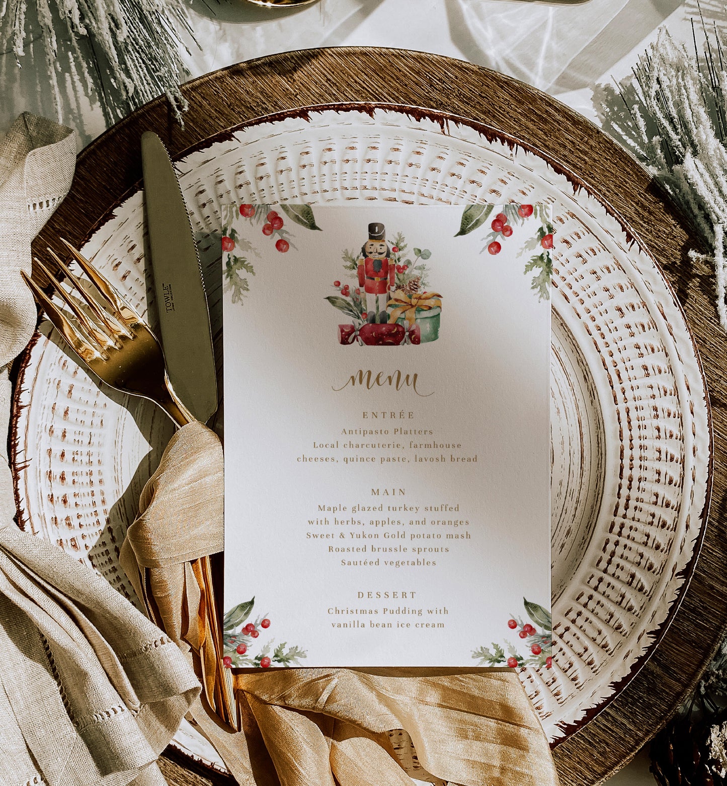 Nutmeg Noel Nutcracker | Printable Christmas Menu