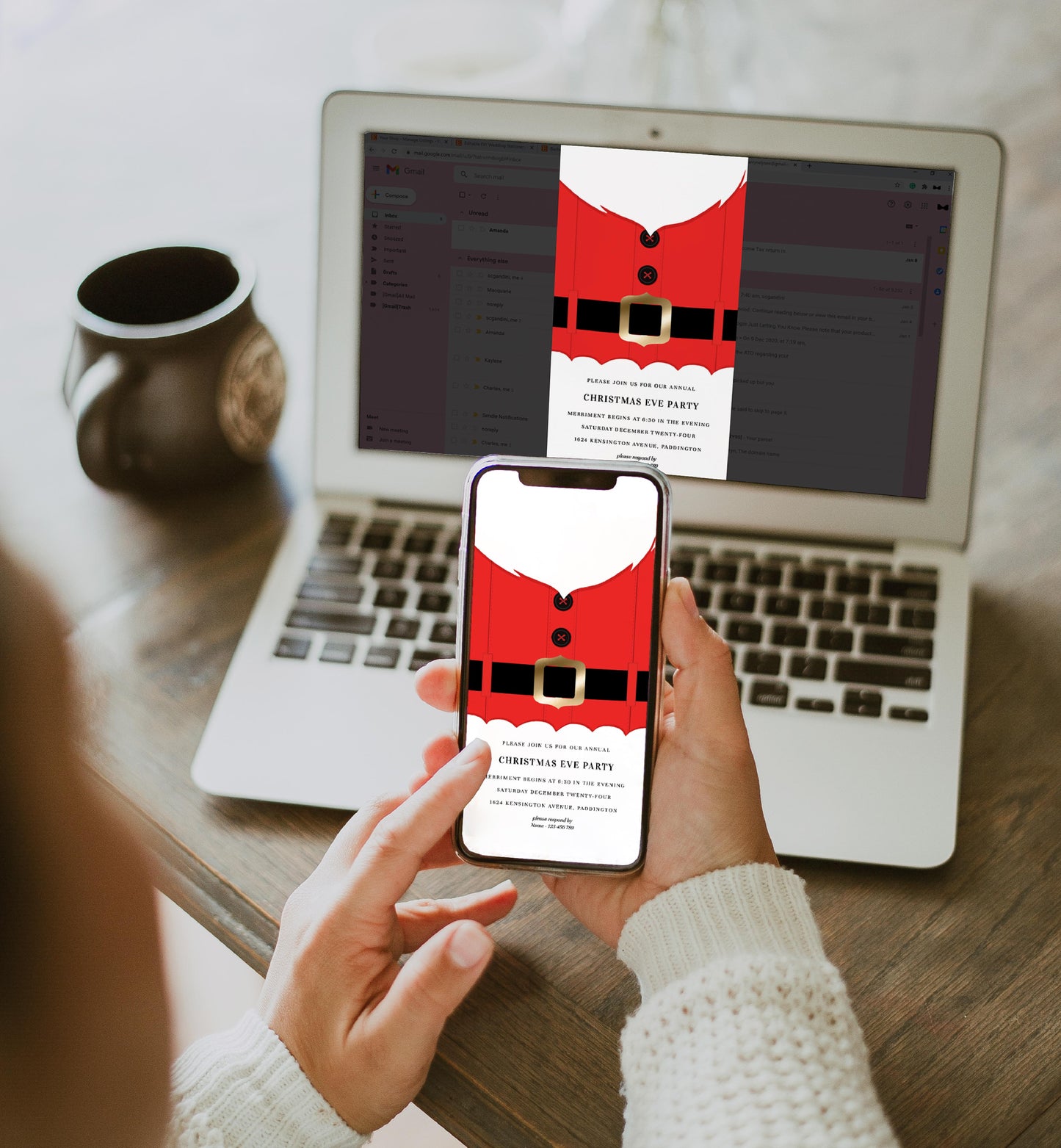 Santa Red | Smartphone Christmas Invitation Template