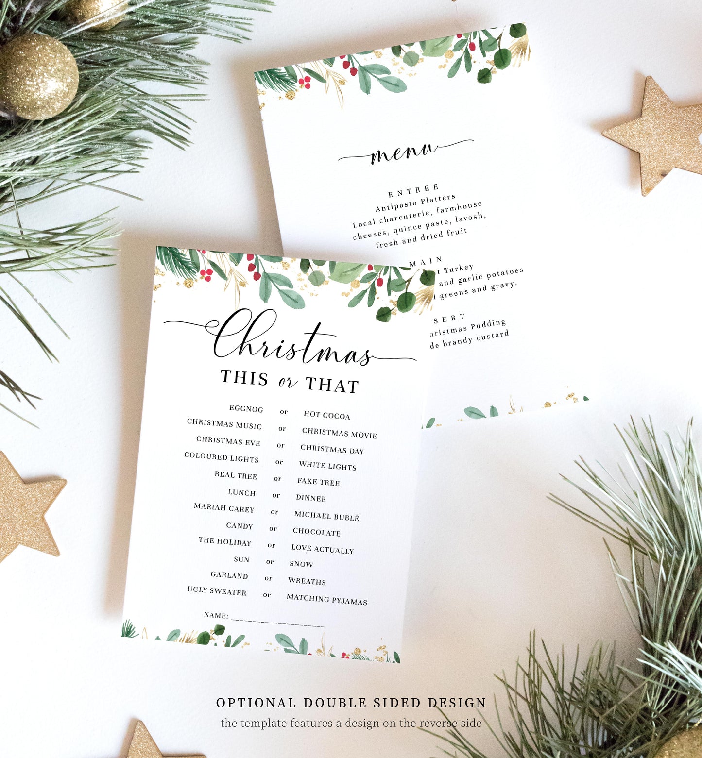 Merriment Christmas | Printable Christmas This Or That Game Template