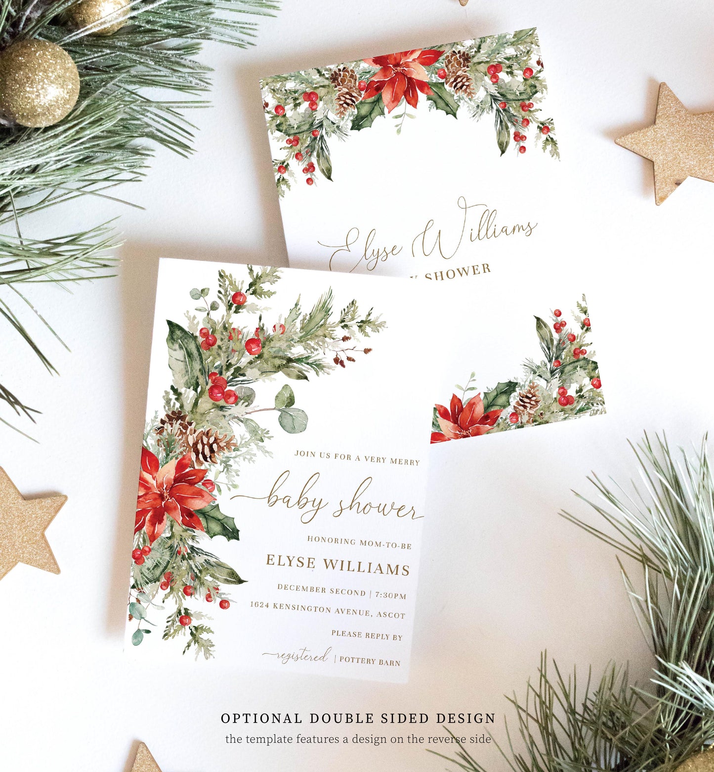 Nutmeg Noel | Printable Christmas Baby Shower Invitation Suite