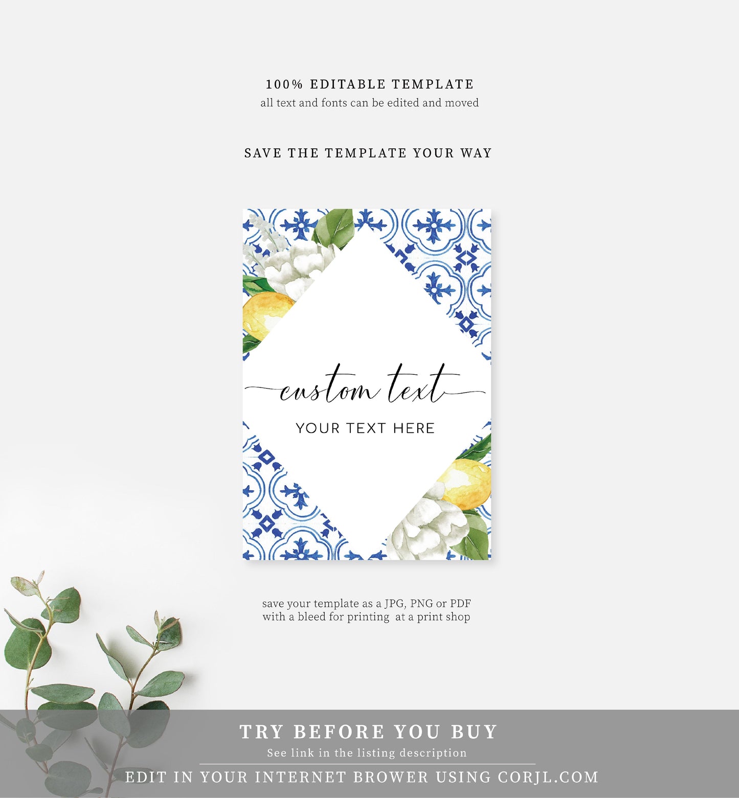 The Med Lemons | Printable Custom Text Sign - Black Bow Studio