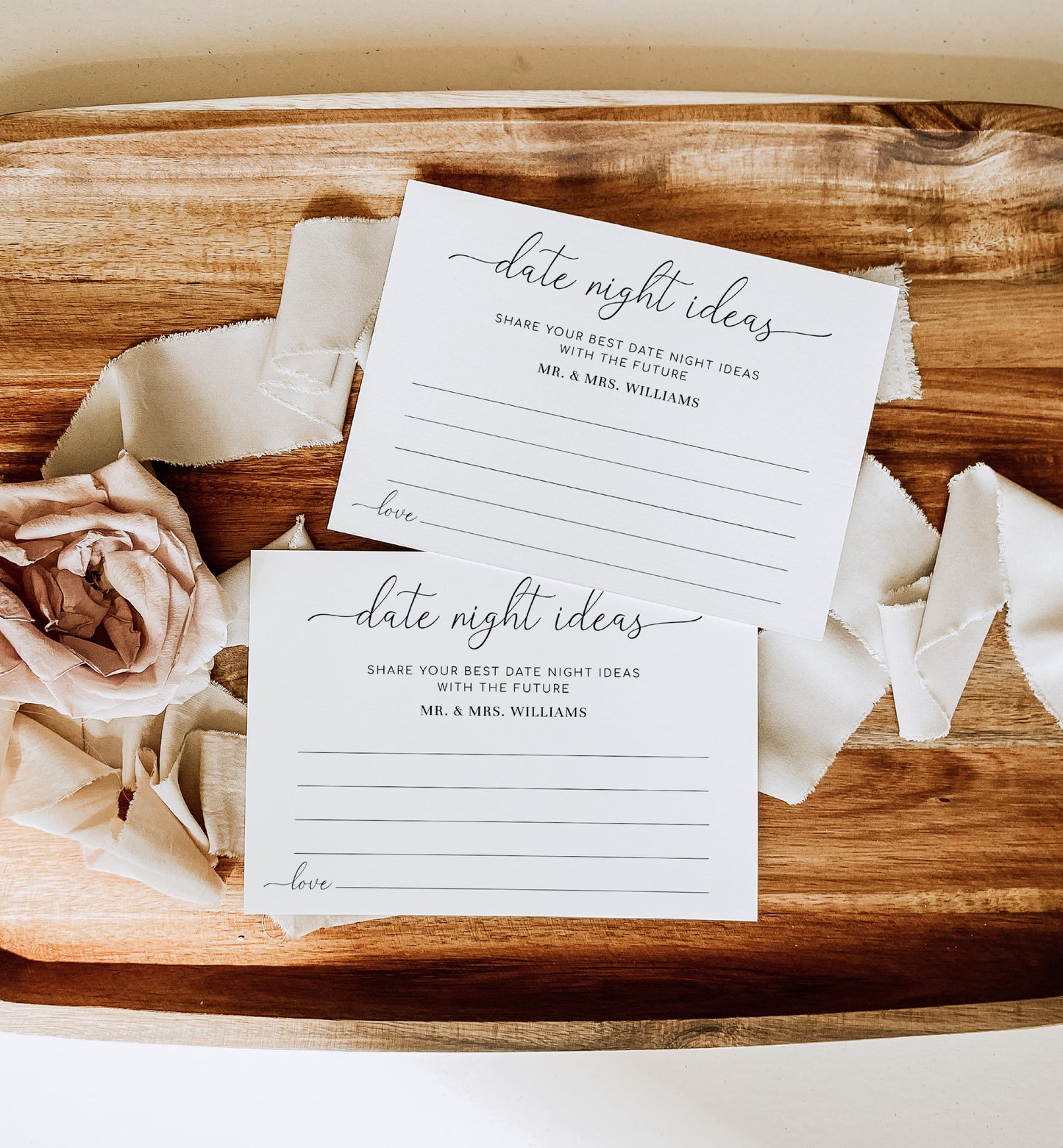 Quinn Script White | Printable Date Night Ideas Sign and Card Template