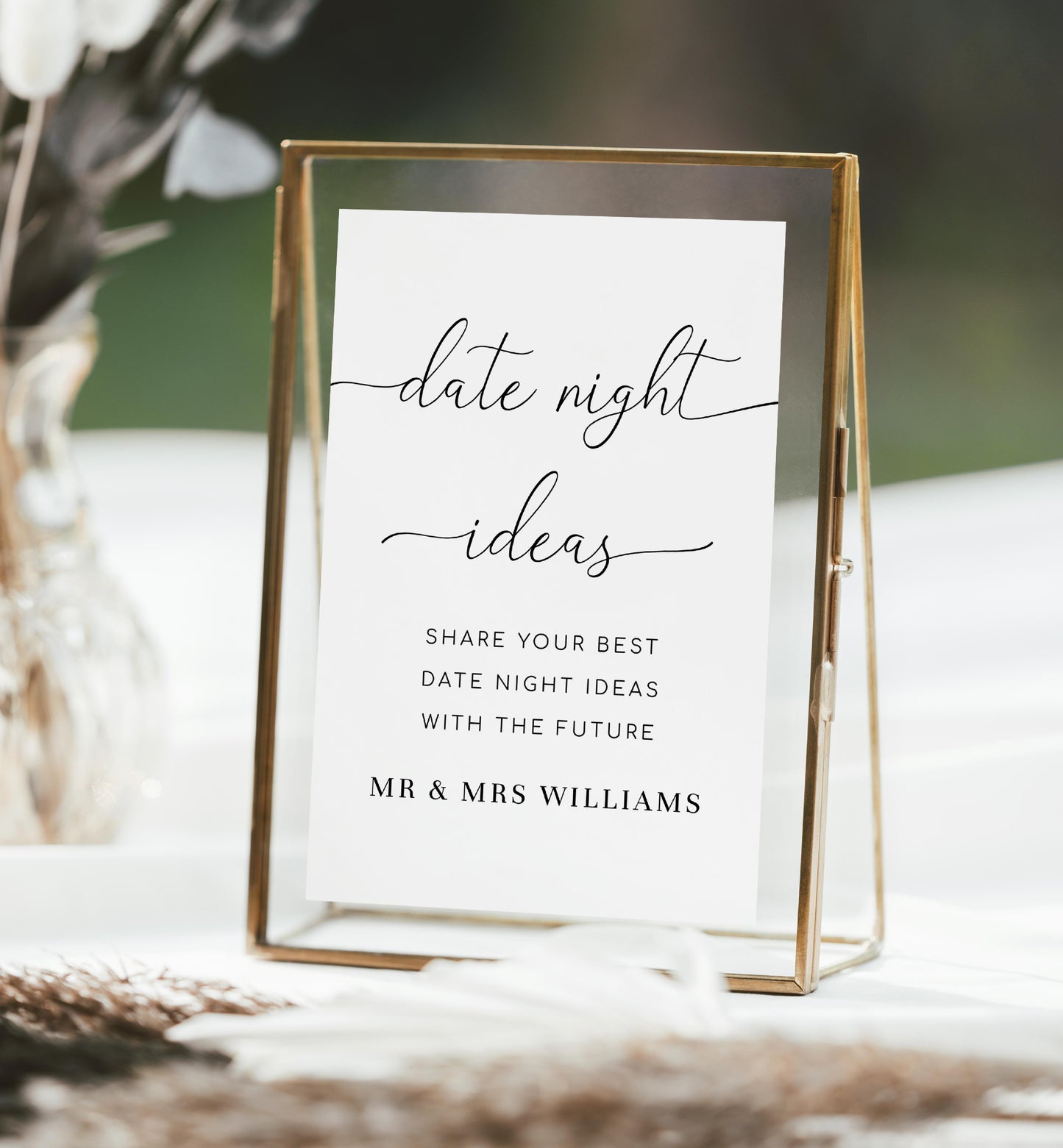 Quinn Script White | Printable Date Night Ideas Sign and Card Template