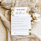 Mews Floral White | Printable Dear Baby Shower Game Template