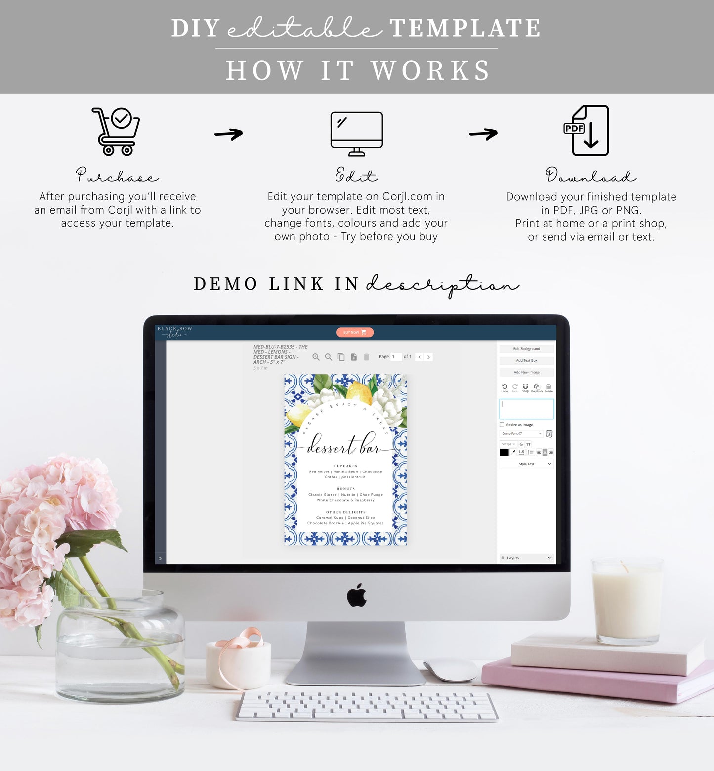 The Med Lemons | Printable Dessert Bar Sign Template