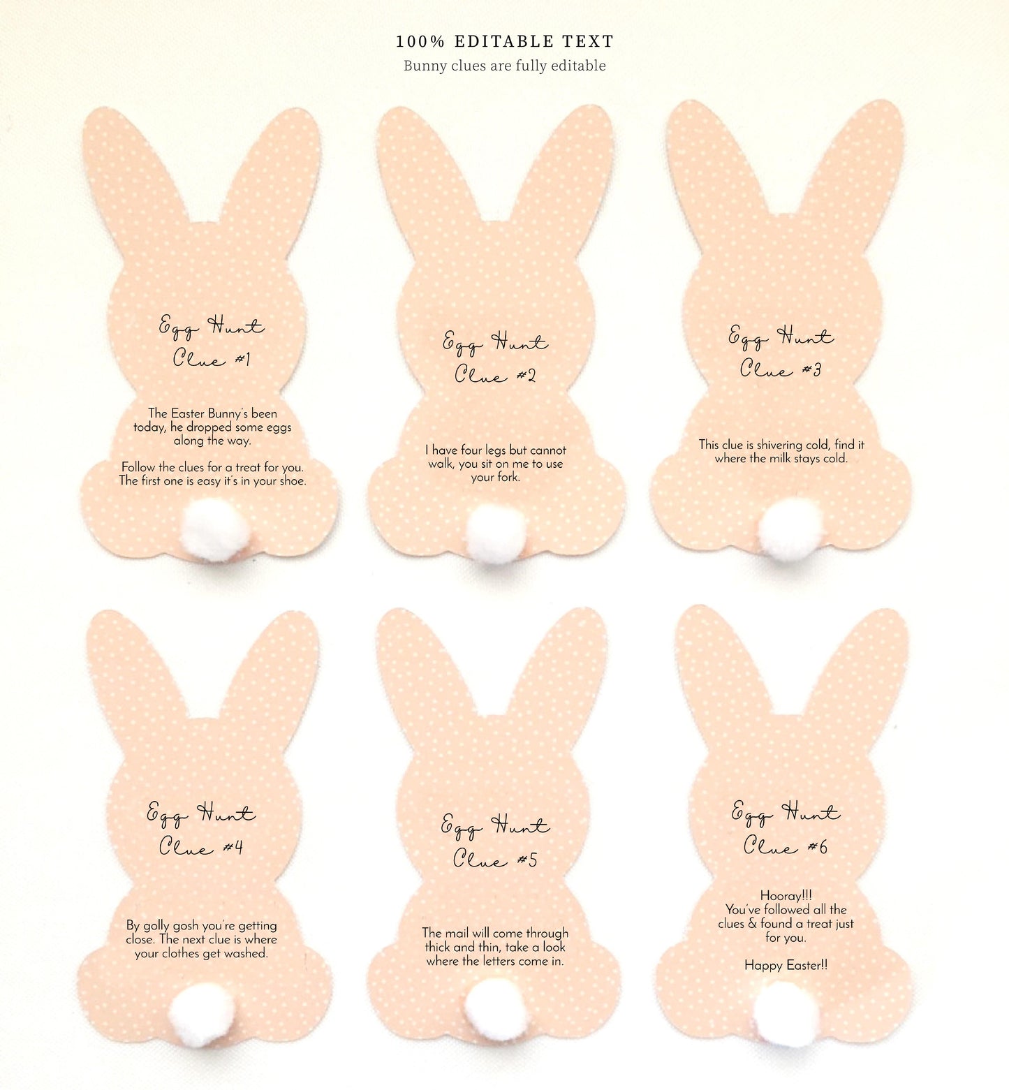 Printable Easter Egg Hunt Clues - Easter Egg Hunt Props - Editable Easter Egg Hunt Game Sign - Easter Bunny