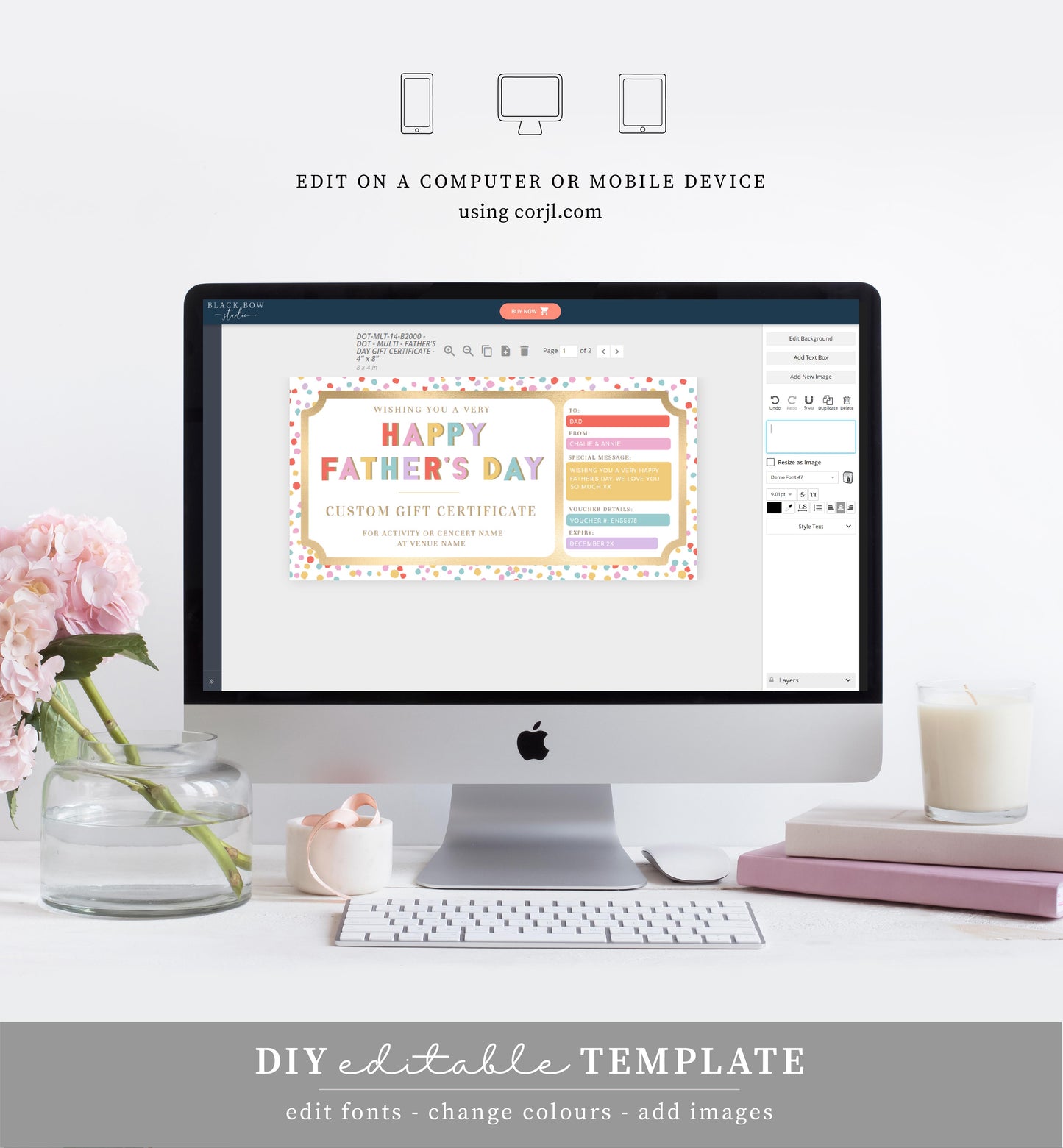 Dot Multi | Printable Father's Day Custom Gift Voucher