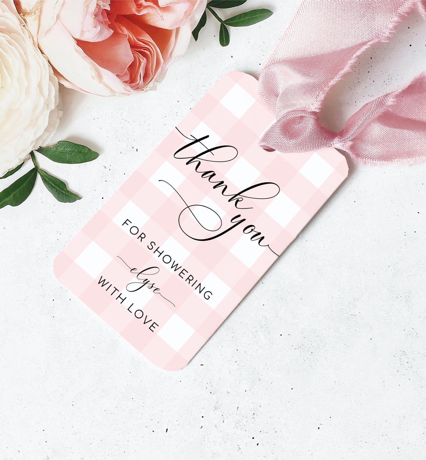 Gingham Pink | Printable Favour Tags - Black Bow Studio