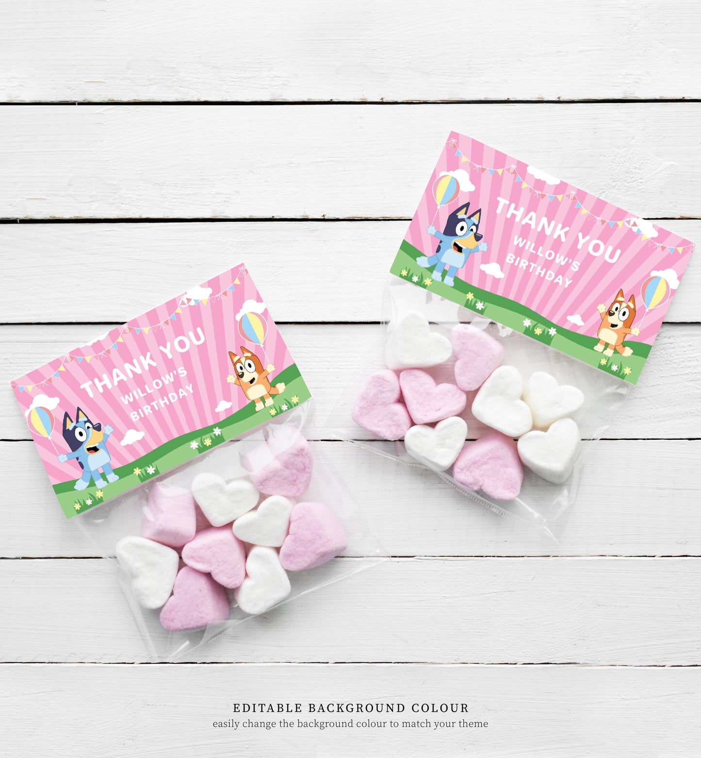 Bluey Blue | Printable Favour Treat Bag Topper Template