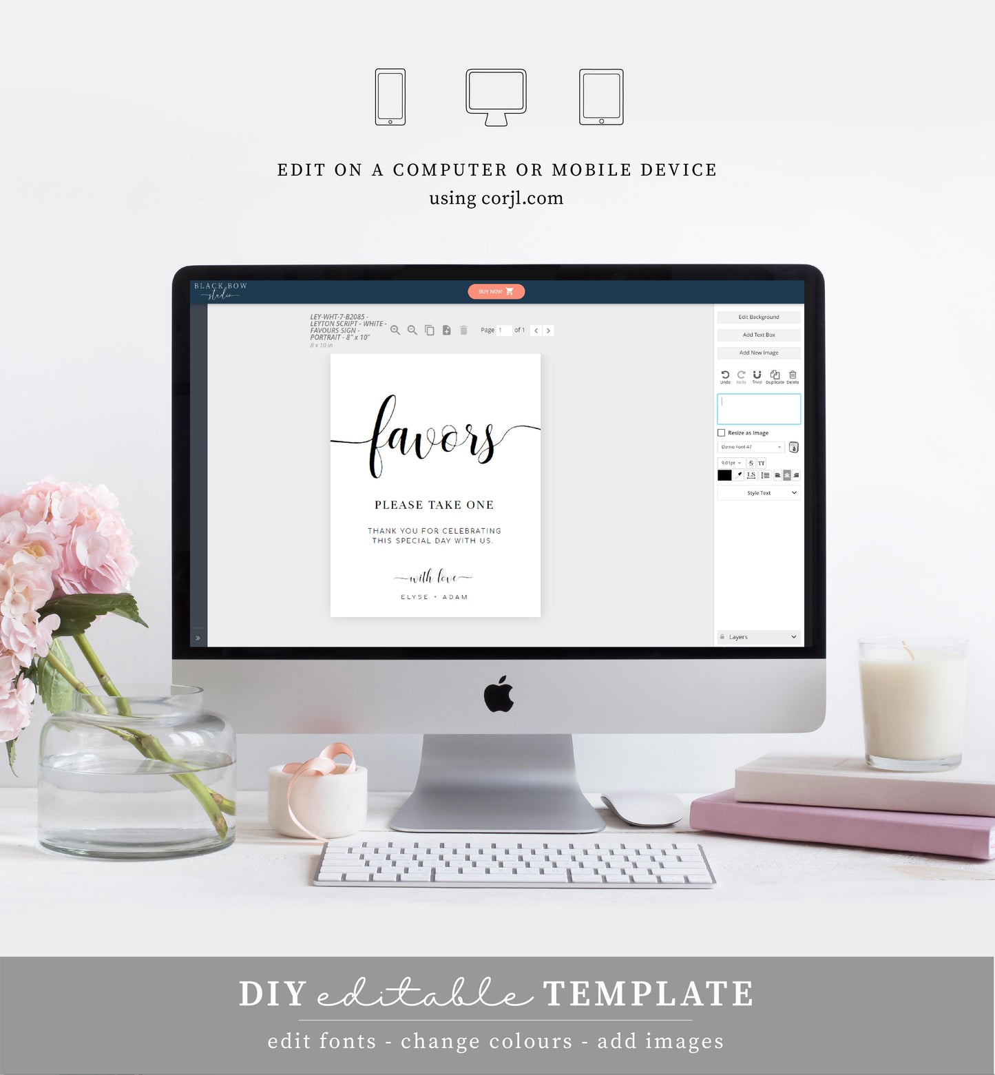 Leyton Script | Printable Favours Sign