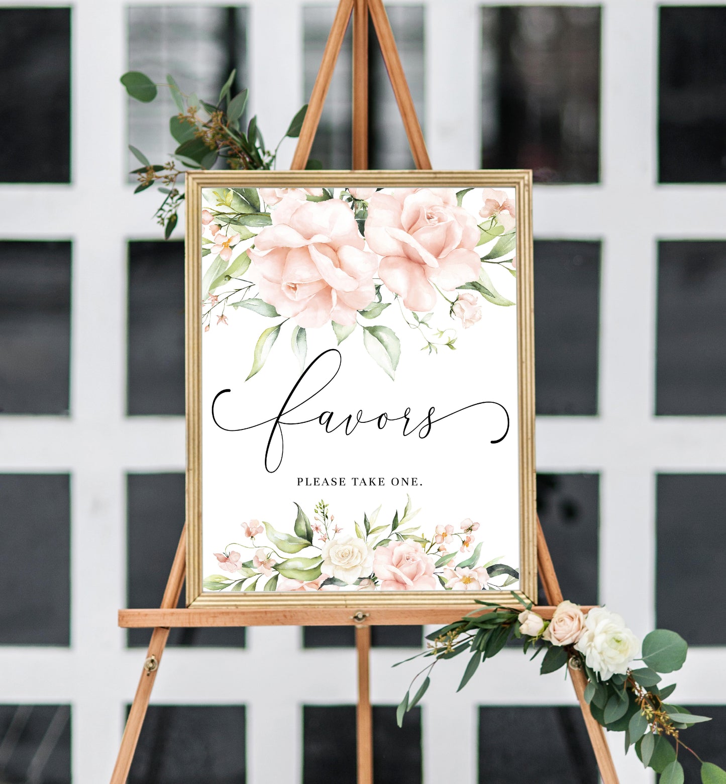 Pemberley Floral Pink | Printable Favours Sign Template