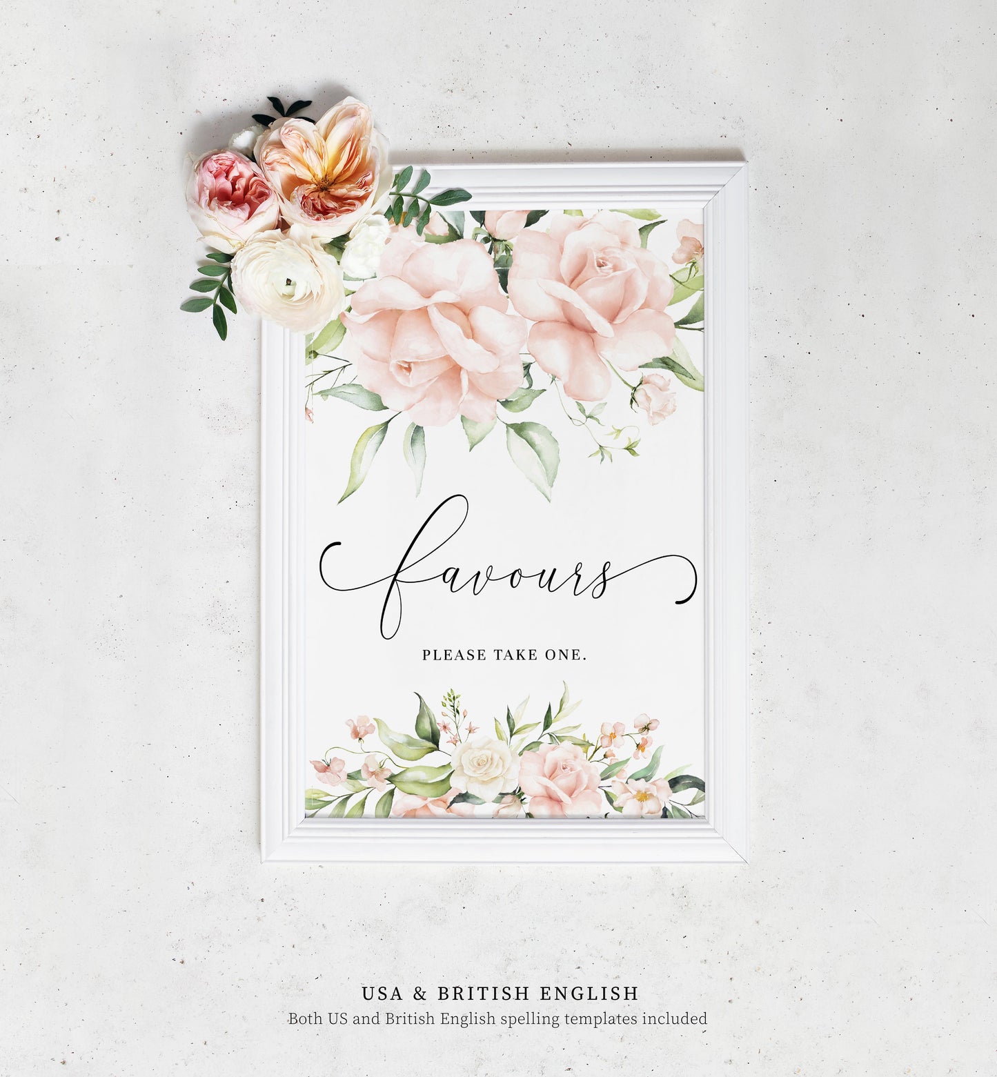 Pemberley Floral Pink | Printable Favours Sign Template