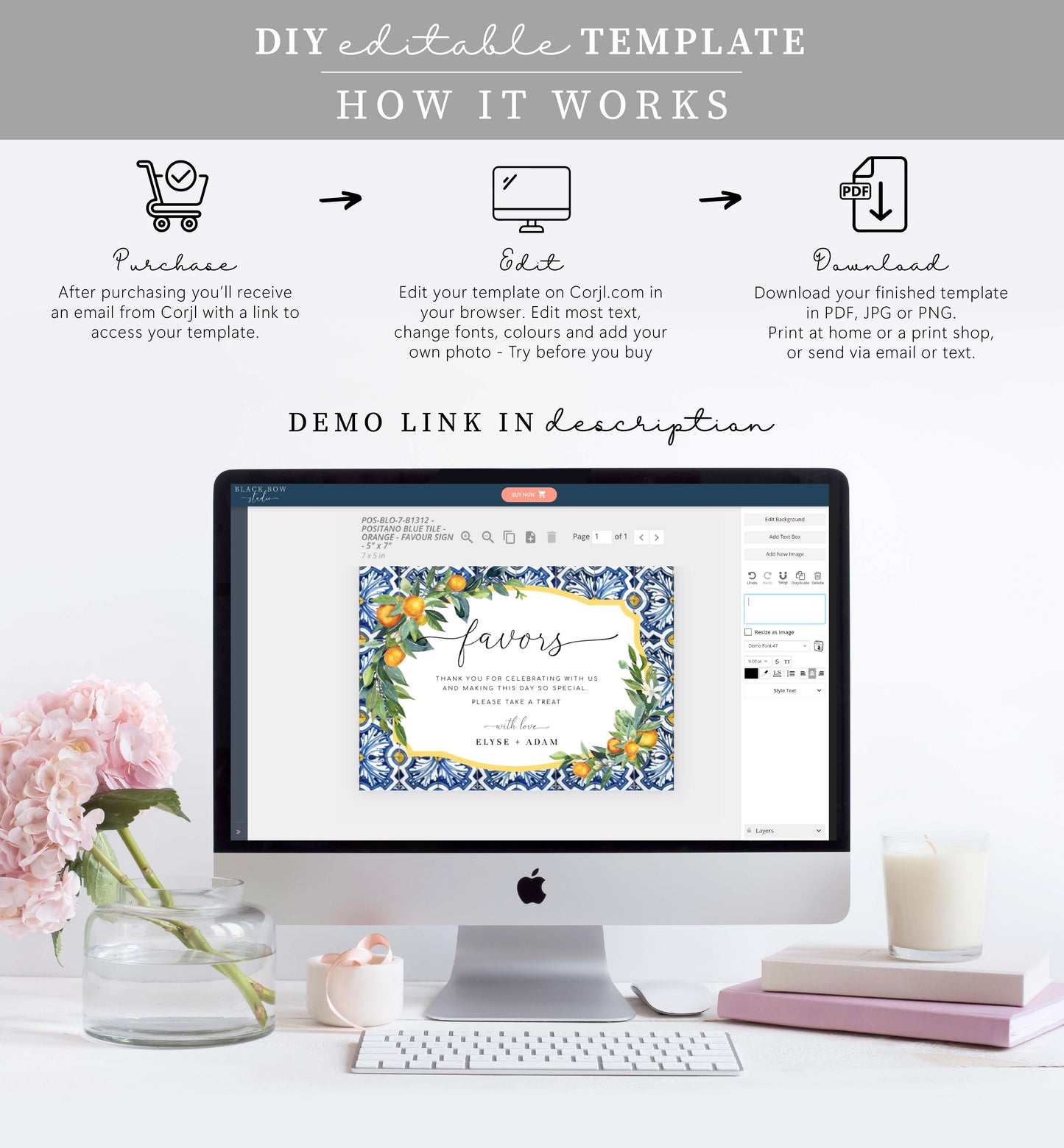 Positano Oranges | Printable Favours Sign Template