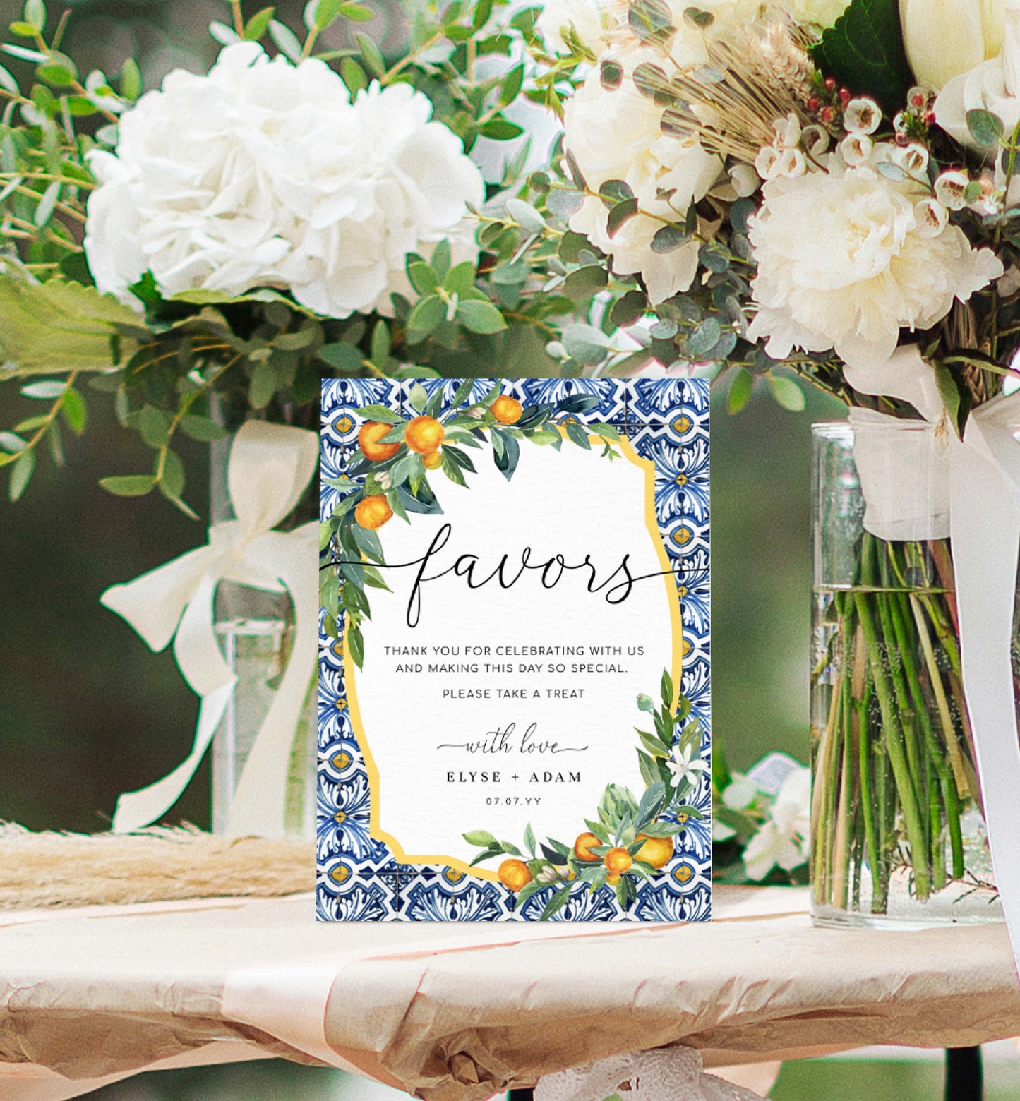 Positano Oranges | Printable Favours Sign Template