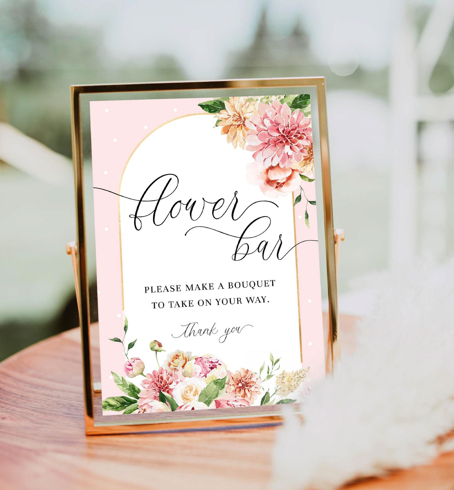 Quinn Floral Pink | Printable Flower Bar Sign