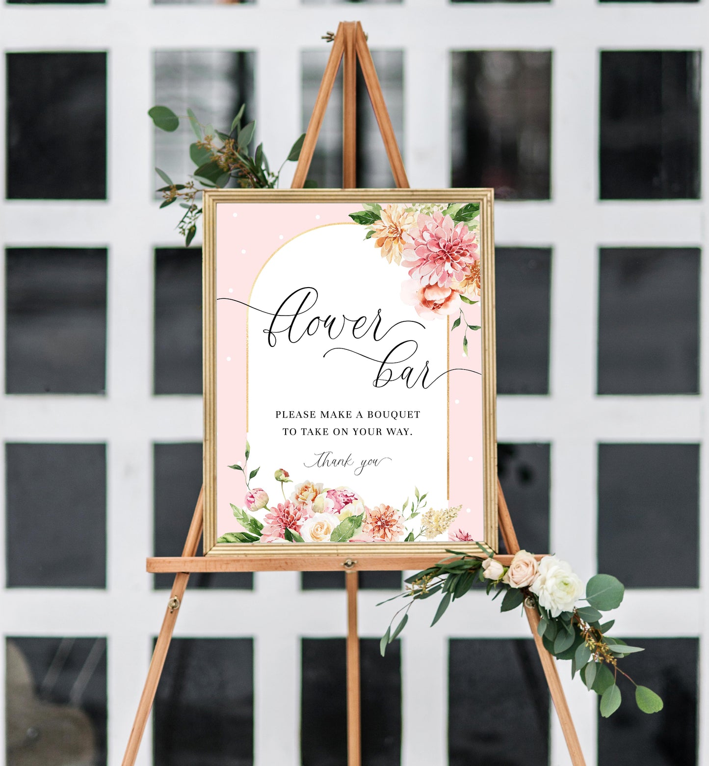 Quinn Floral Pink | Printable Flower Bar Sign