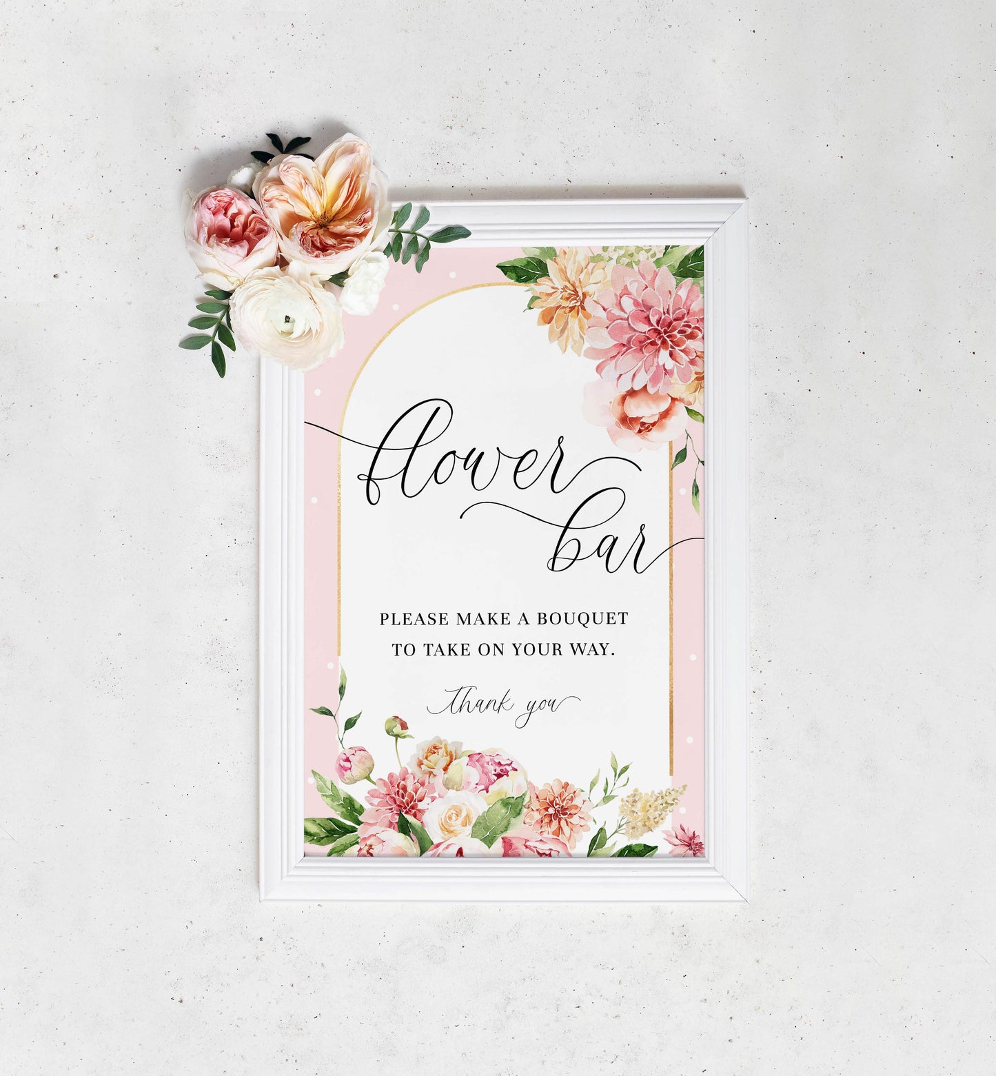 Quinn Floral Pink | Printable Flower Bar Sign