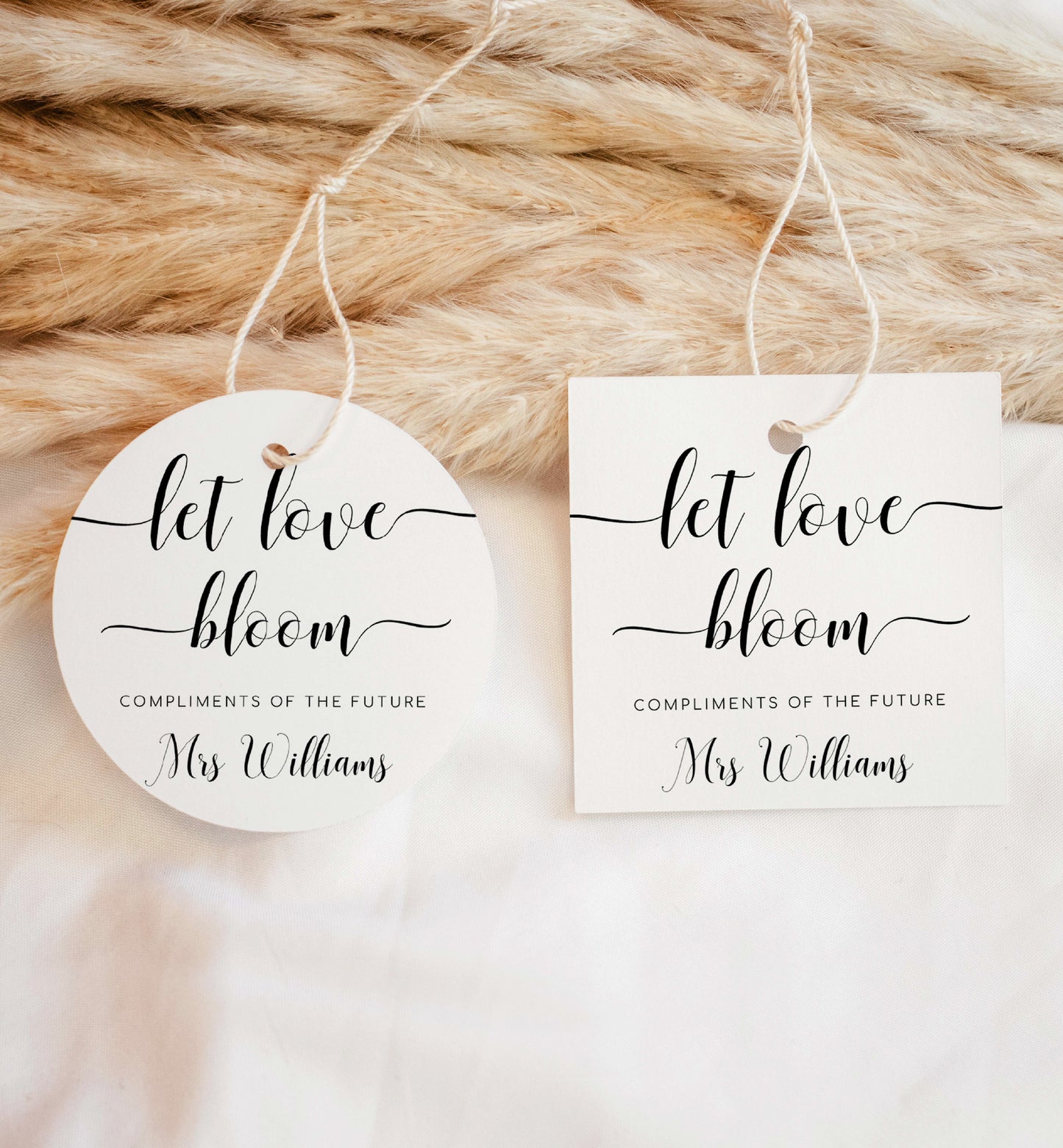 Layton Script White | Printable Let Love Bloom Favour Tags Template
