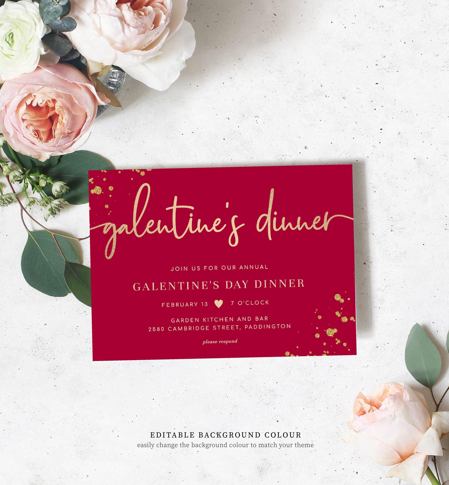 Paintly Hot Pink | Printable Galentine's Dinner Invitation