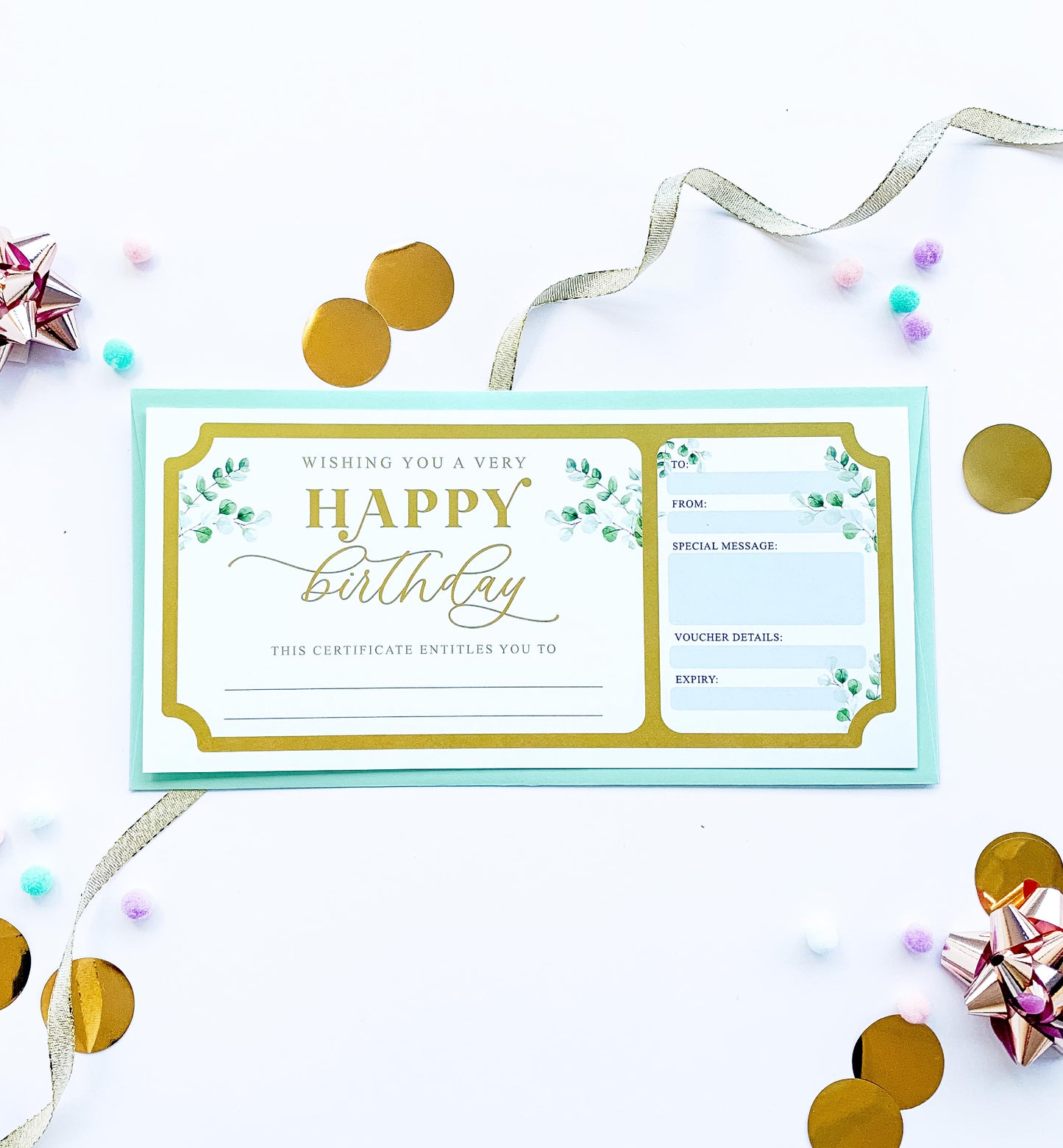 Ferras Blossom Greenery Gold | Birthday Gift Voucher