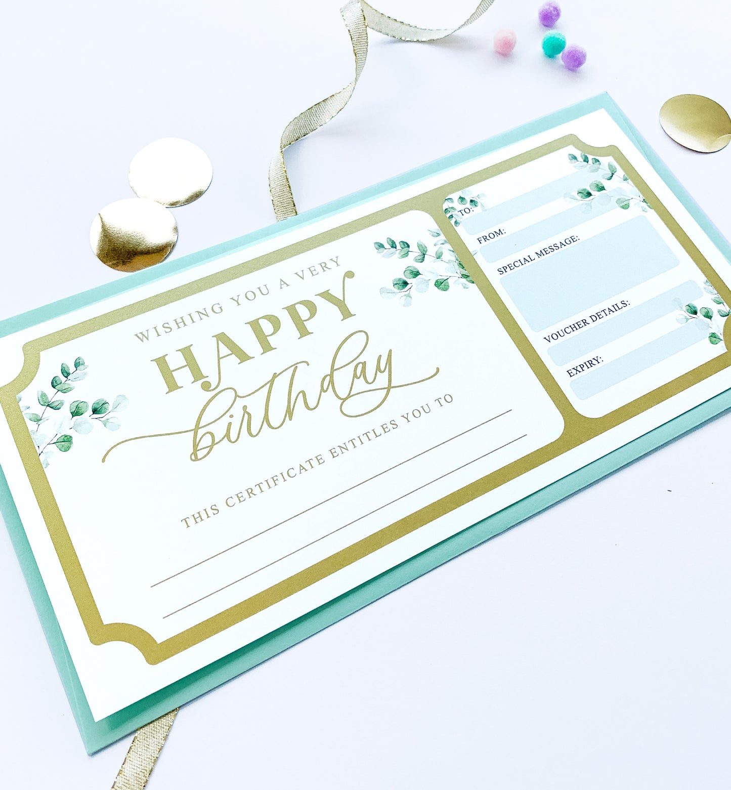 Ferras Blossom Greenery Gold | Birthday Gift Voucher