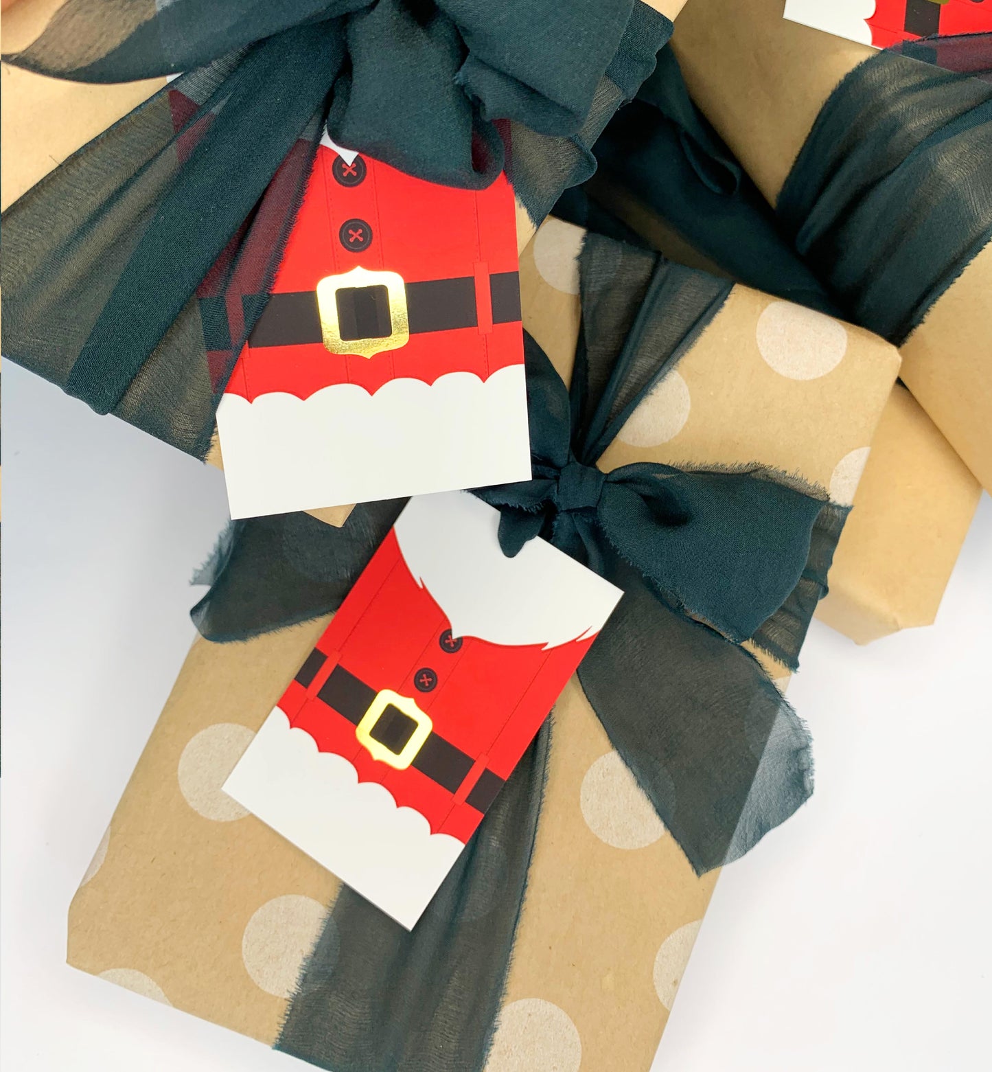 Santa Gift Tags Set of 8, Gold Foil Christmas Wrapping Gift Tags, Present Tags, Christmas Swing Tag, Santa Special Delivery Tags