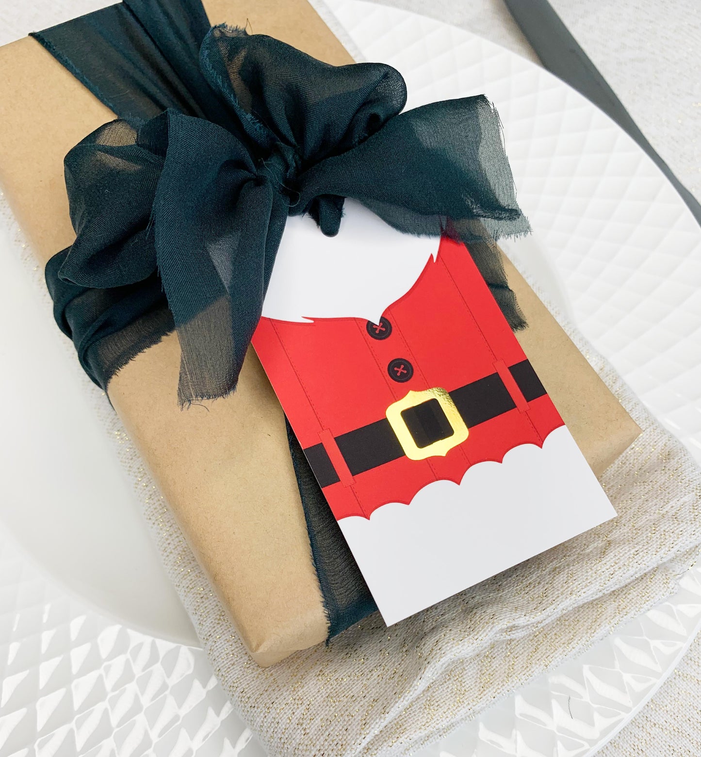 Santa Gift Tags Set of 8, Gold Foil Christmas Wrapping Gift Tags, Present Tags, Christmas Swing Tag, Santa Special Delivery Tags