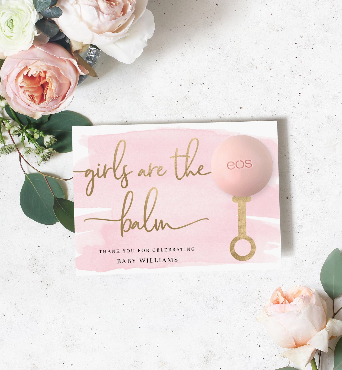 Watercolour Pink | Printable Girls Are The Balm Favour Card