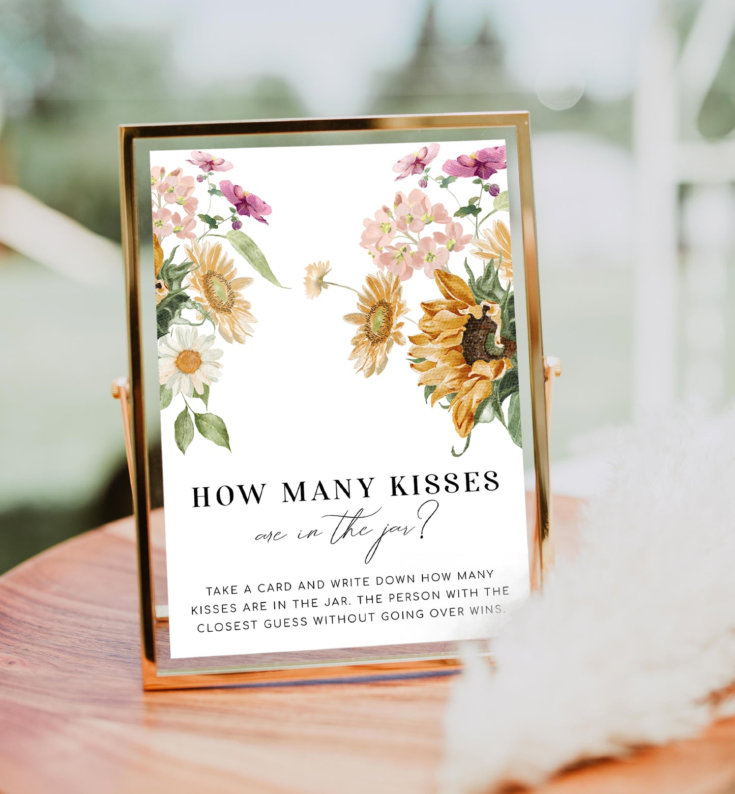 Mews Floral White | Printable Guess How Many Game Sign and Card