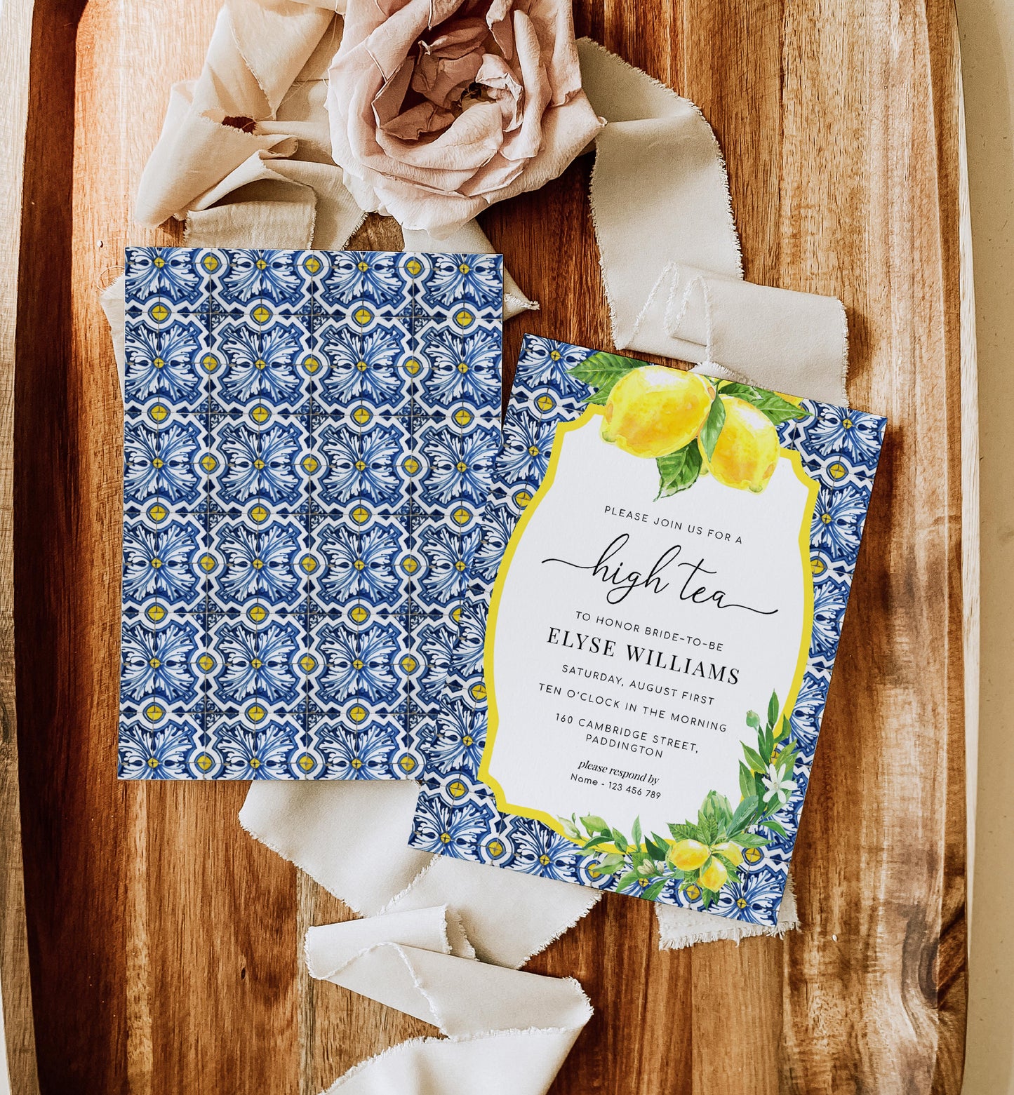 Positano Lemons | Printable High Tea Invitation Template