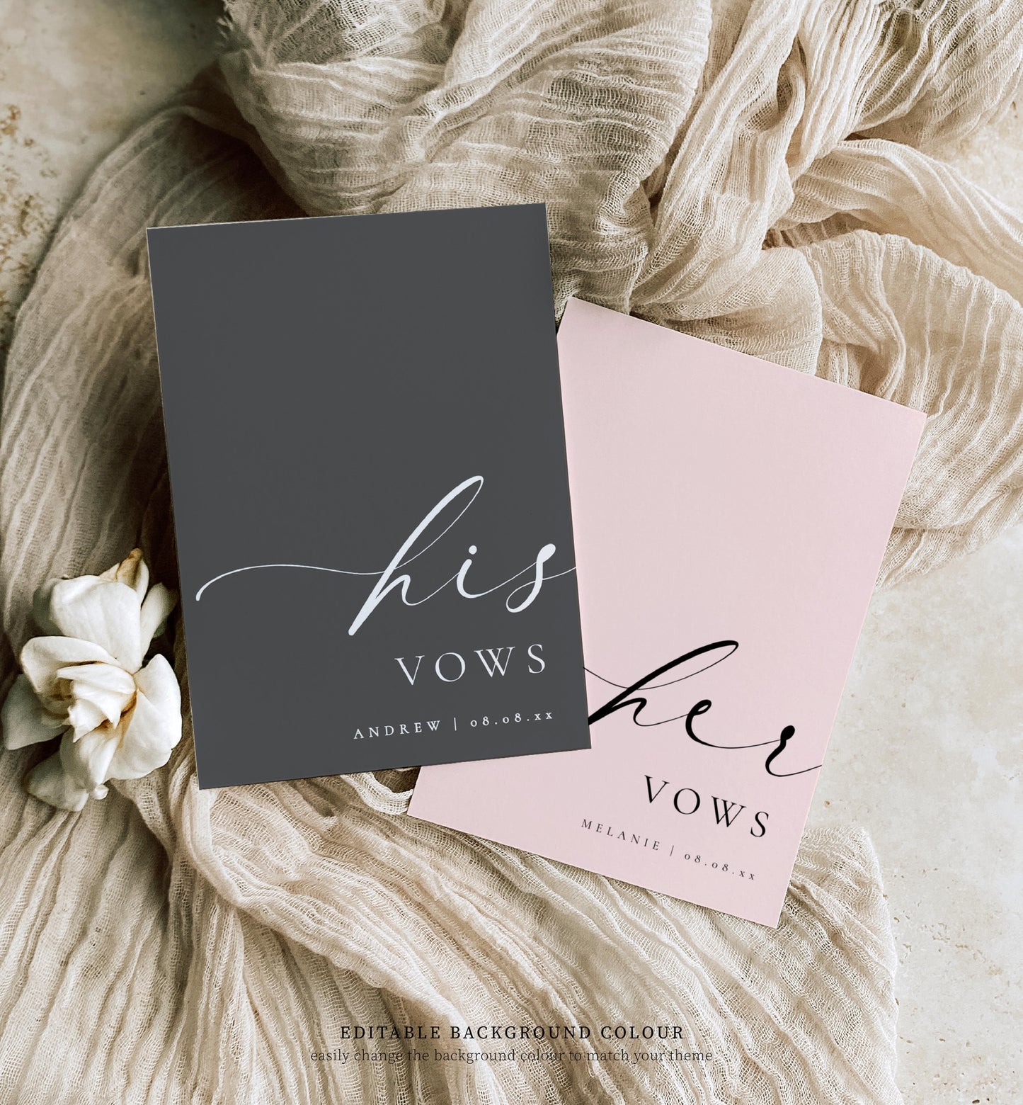 Printable His And Her Vow Books, Bride and Groom Wedding Day Card Template, Minimalist Wedding Vows Card, Wedding Ceremony Card Ellesmere