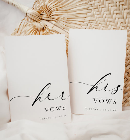 Ellesmere White | Printable His & Her Wedding Vow Book Template