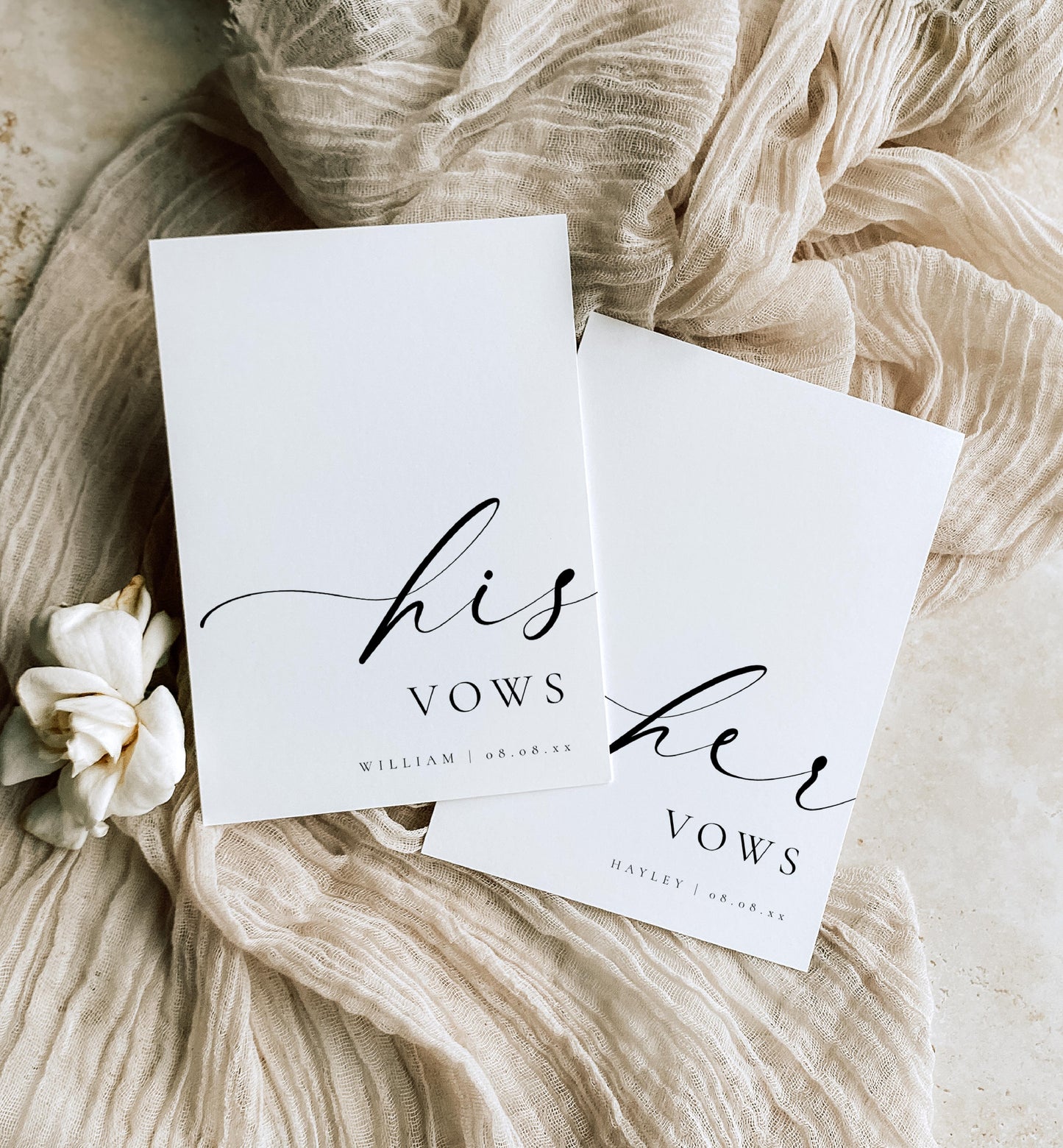 Ellesmere White | Printable His & Her Wedding Vow Book Template