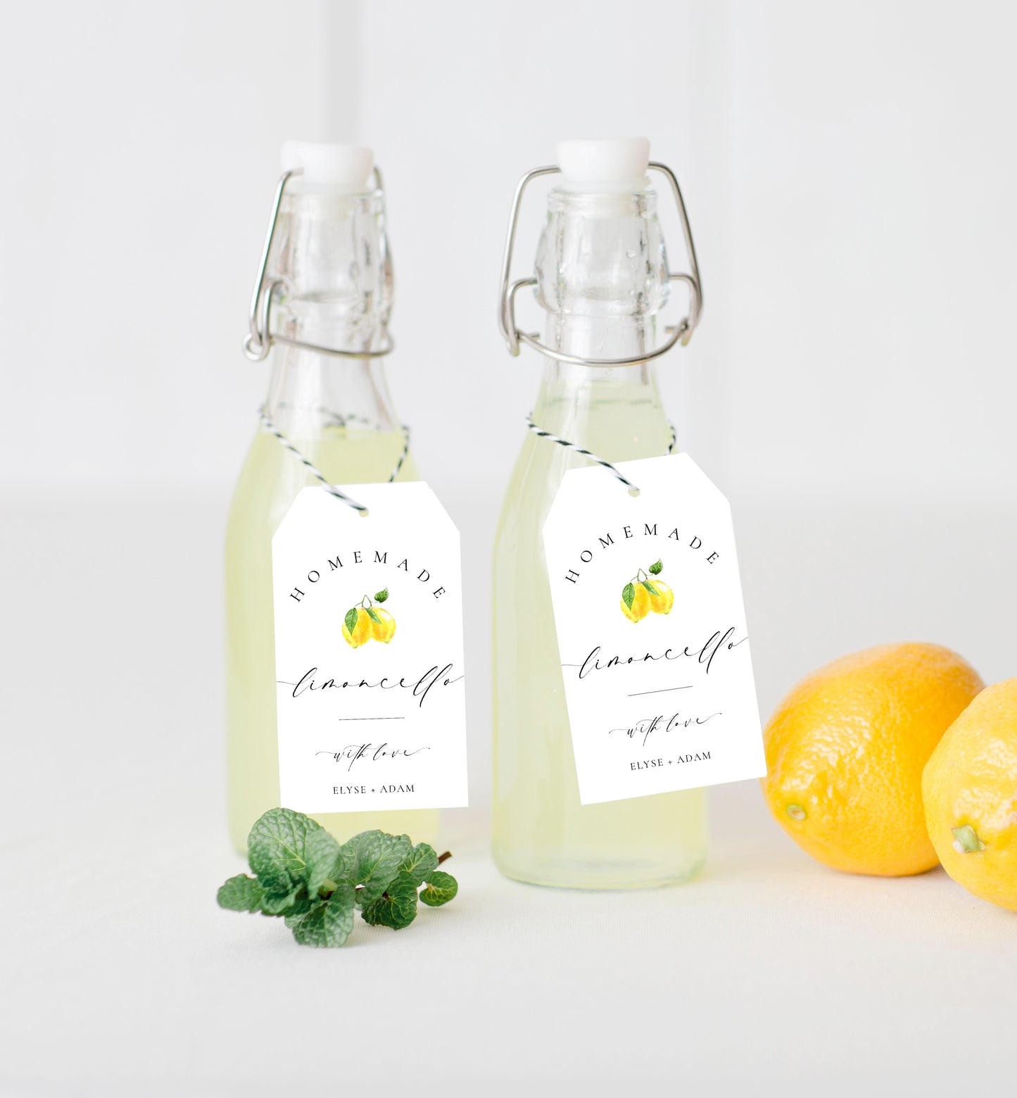 Ellesmere White | Printable Limoncello Favour Tags Template