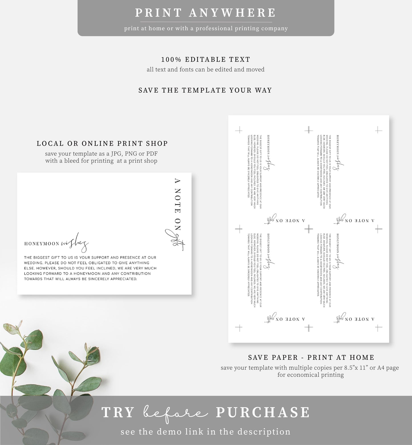 Estelle White | Printable Honeymoon Wishes Card