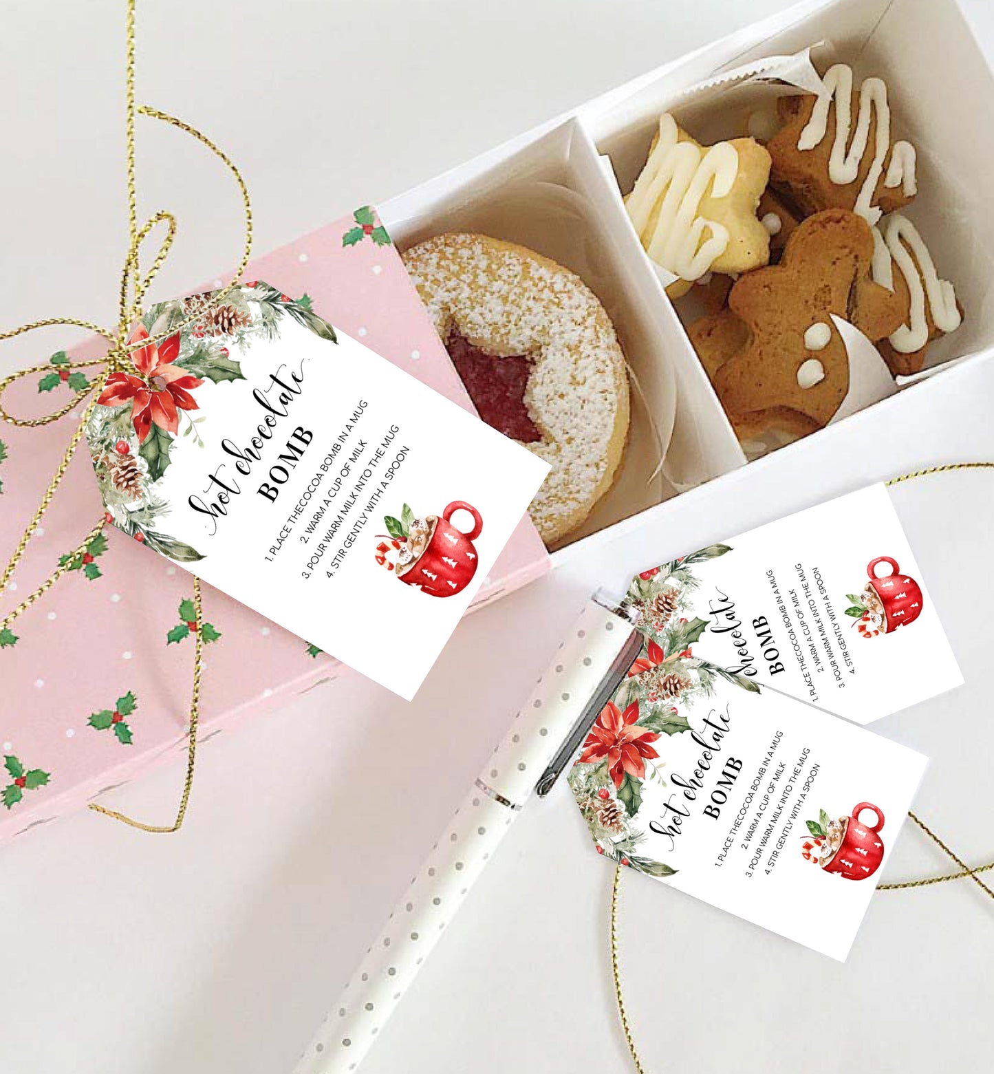 Nutmeg Noel | Printable Christmas Hot Chocolate Bomb Gift Tag Template