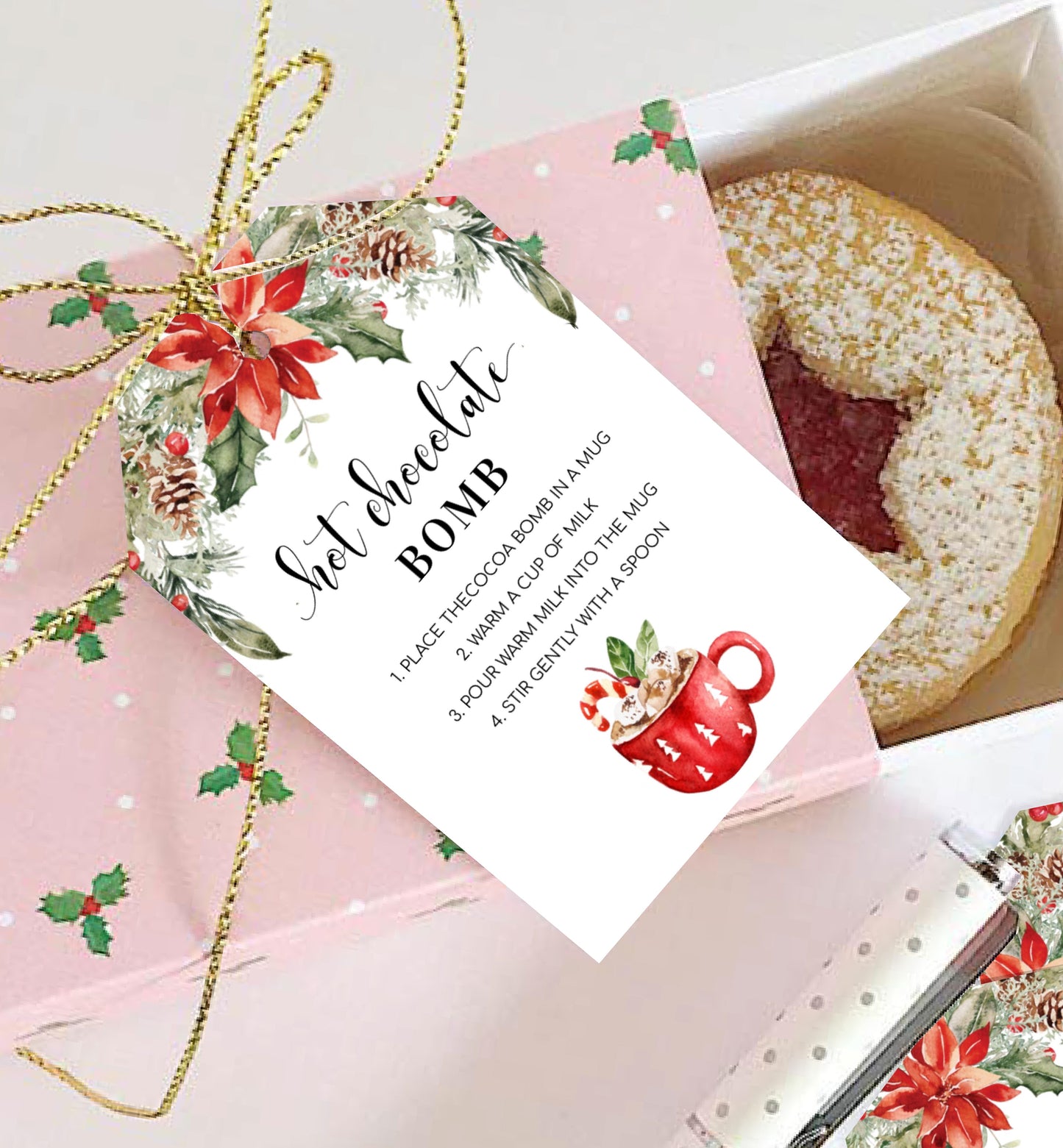 Nutmeg Noel | Printable Christmas Hot Chocolate Bomb Gift Tag Template