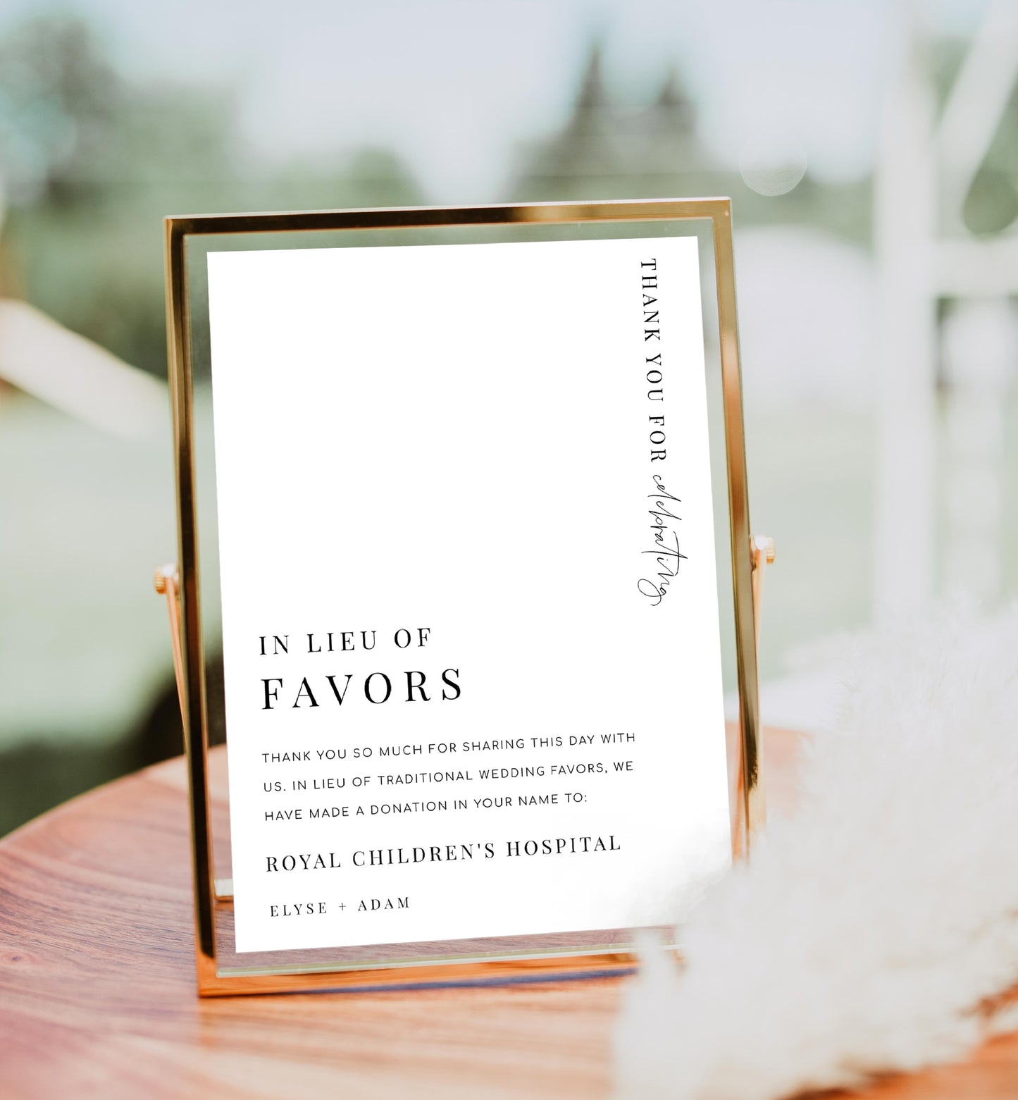 Estelle White | Printable In Lieu Of Favours Sign Template