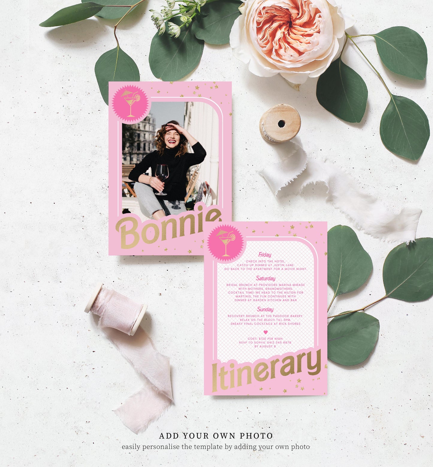 Barbie Party Pink Gold | Printable Itinerary Template