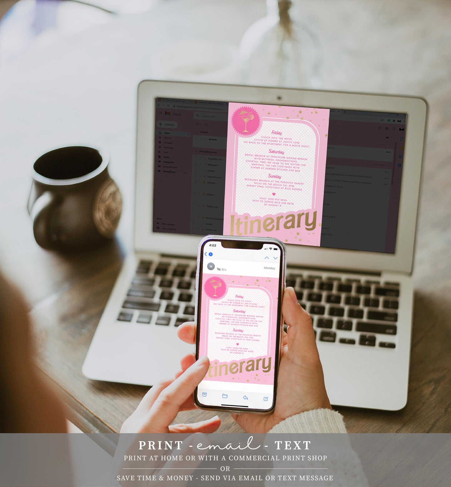 Barbie Party Pink Gold | Printable Itinerary Template