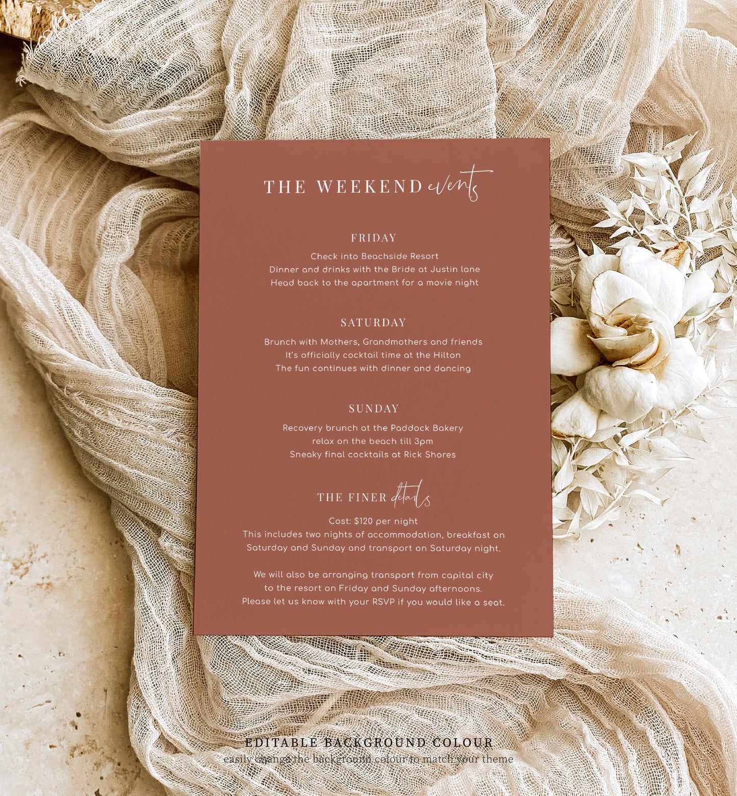Estelle White | Printable Itinerary Card Template