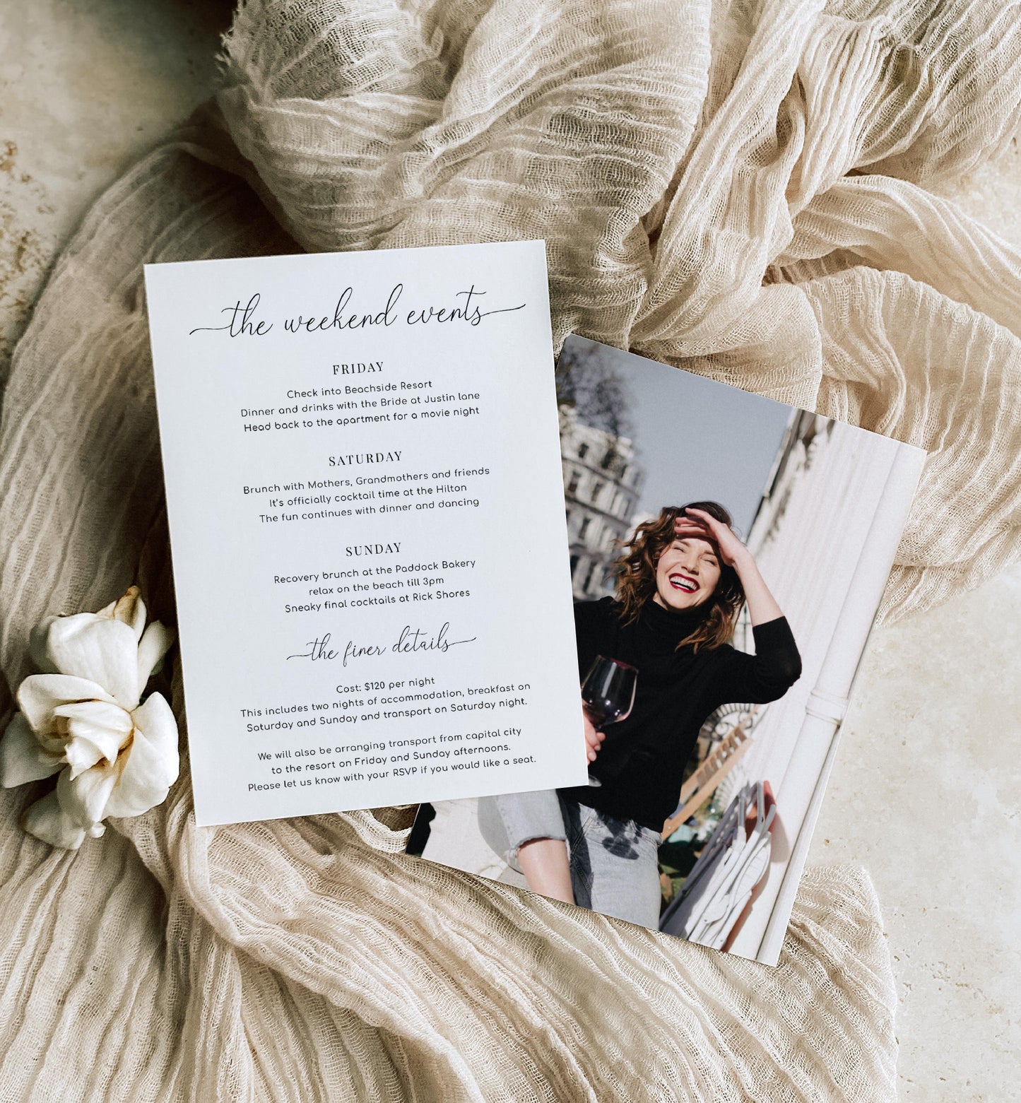 Quinn White | Printable Itinerary Card Template