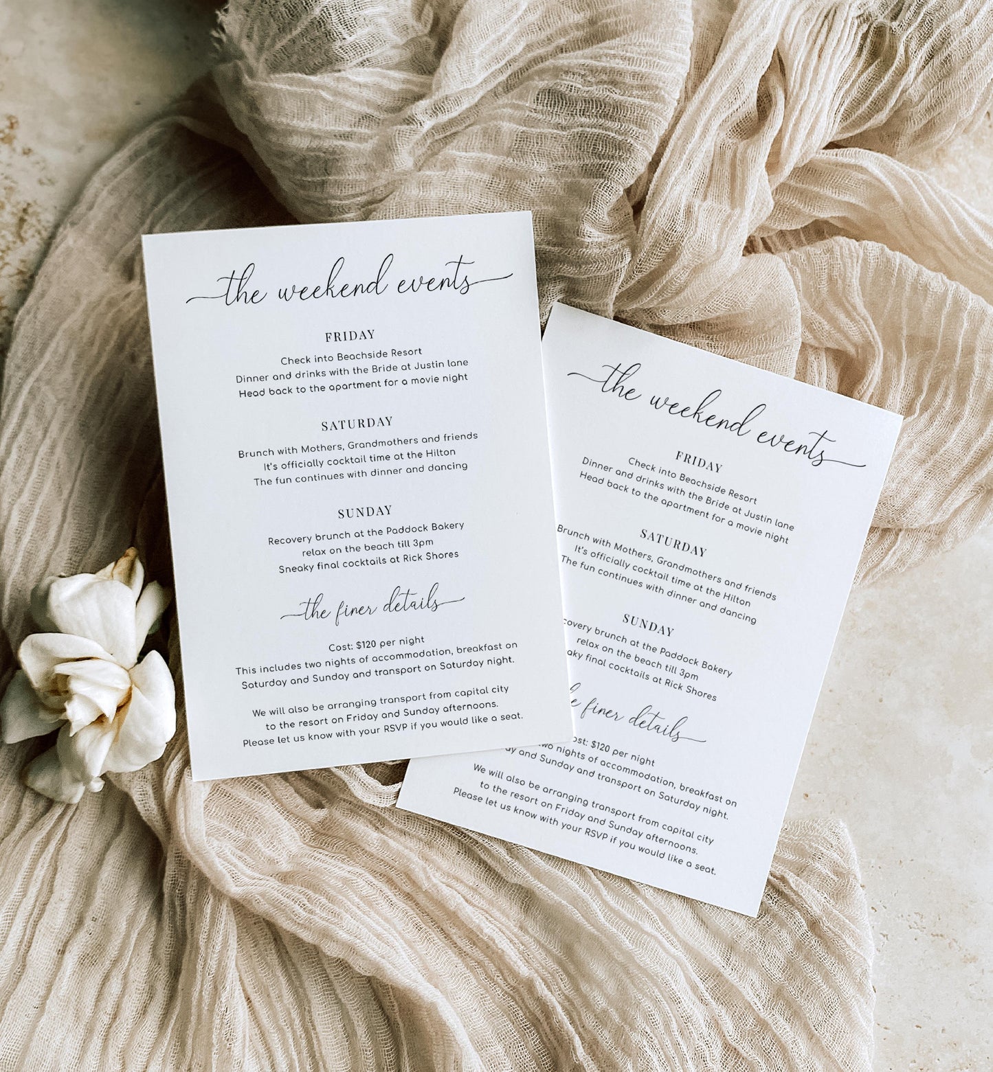 Quinn White | Printable Itinerary Card Template