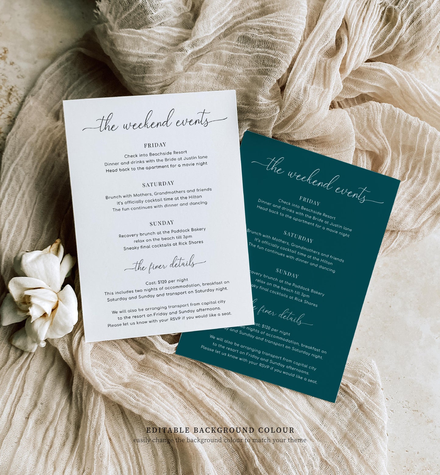Quinn White | Printable Itinerary Card Template