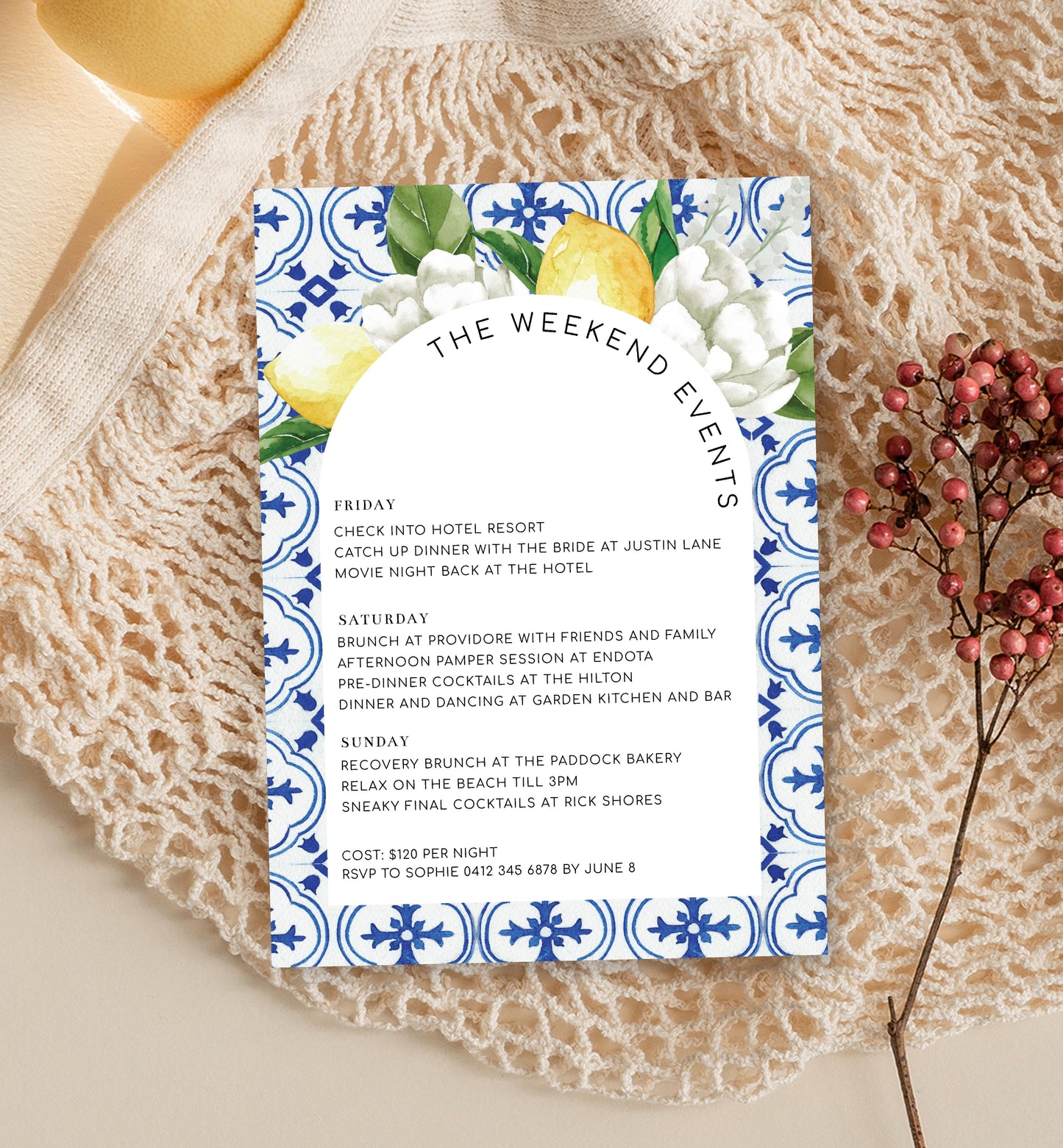 The Med Arch Lemons | Printable Itinerary Template