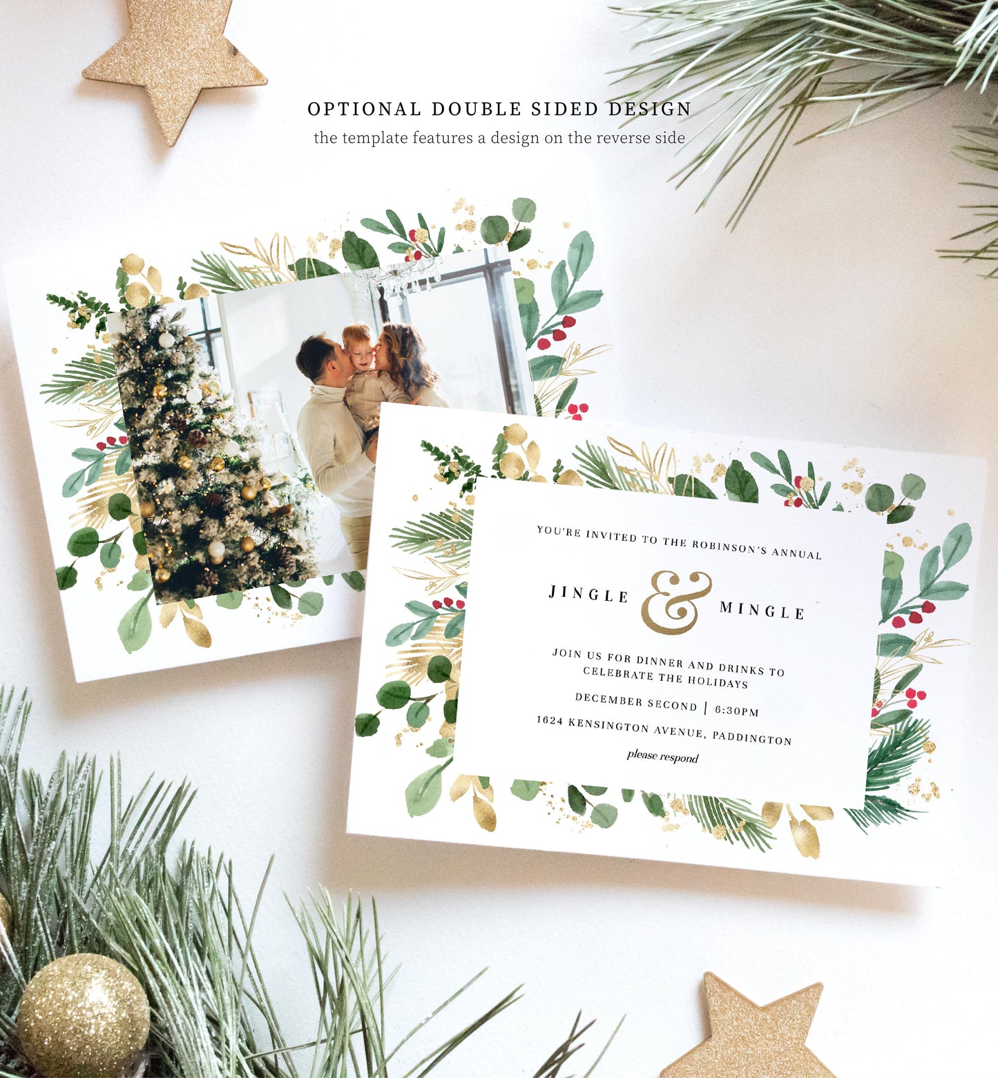 Merriment Christmas | Printable Jingle & Mingle Christmas Party Invitation - Black Bow Studio